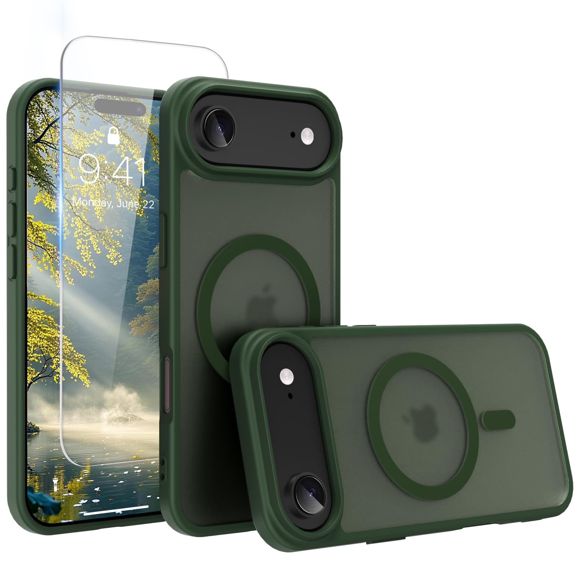 EUMADOVE for Phone 17, Translucent Matte Phone Cover, [10 FT Military Grade Drop Protection] Slim Durable Shockproof Protective Bumper (Green, 17 AIR)