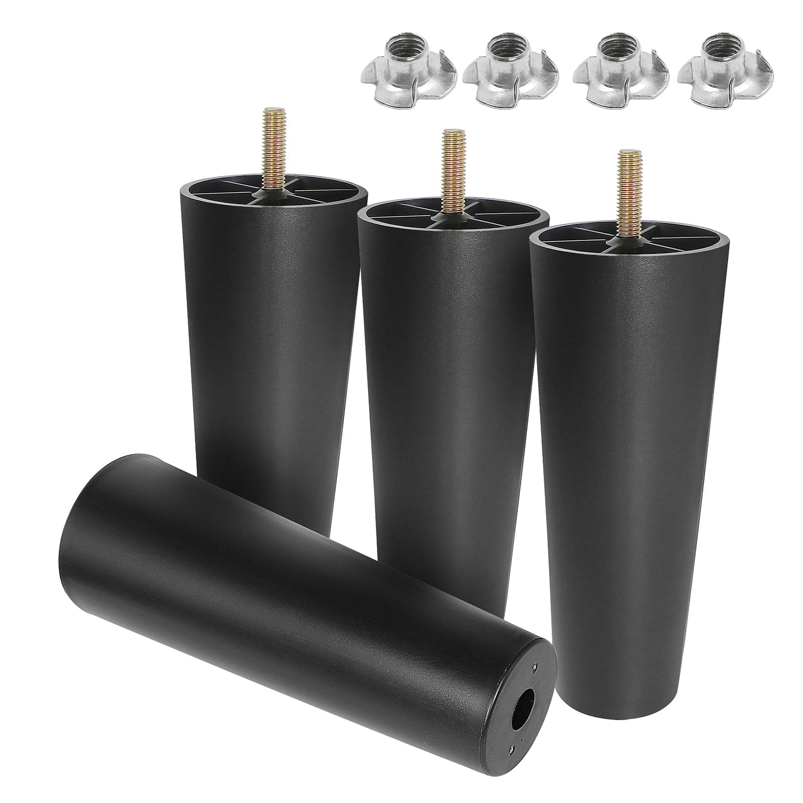 Masendelk 4pcs Plastic Furniture Legs 7" with T-Nuts, M8-1.25 Thread Bolt
