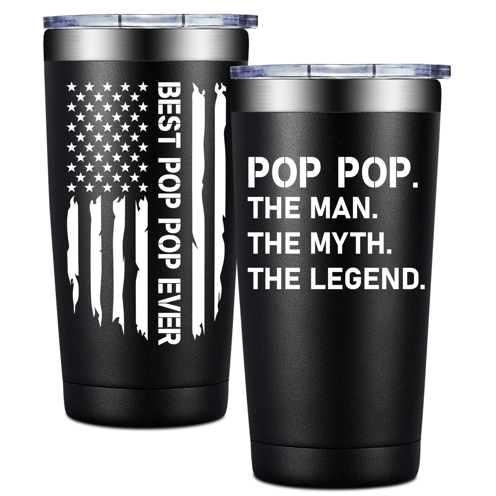 BIRGILT Pop Pop Gifts from Grandkids - Poppop Fathers Day Gift - Best Poppop Ever Gifts for Birthday, Christmas - Pop Pop Tumbler 20oz