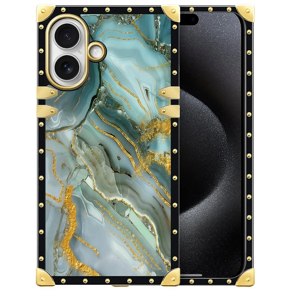 WANKBLC for iPhone 17 Case Luxury Golden Decoration for Girl Women Soft TPU Shockproof Protective Hard PC Back for iPhone 17 Crazy Pattern Golden Texture Marble Veining