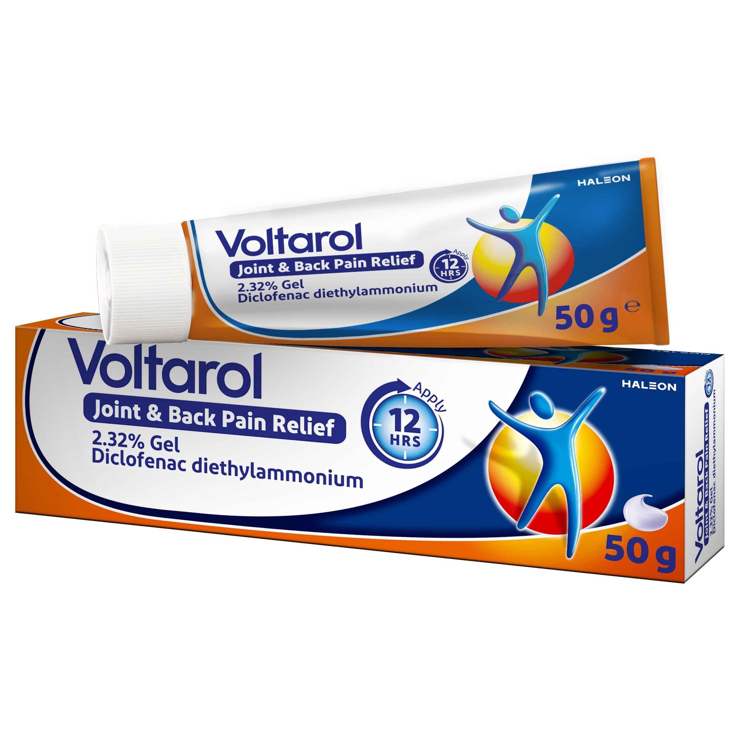 Voltarol Joint & Back Pain Relief 2.32% Gel, Max Strength Diclofenac Anti Inflammatory Pain Relief for Muscles & Joints, 50 g