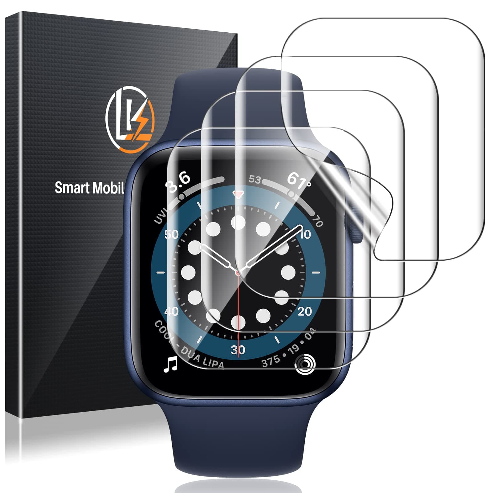 LK Screen Protector for Apple Watch SE/6/5/4 40mm & 9/8/7 41mm, 4 Pack