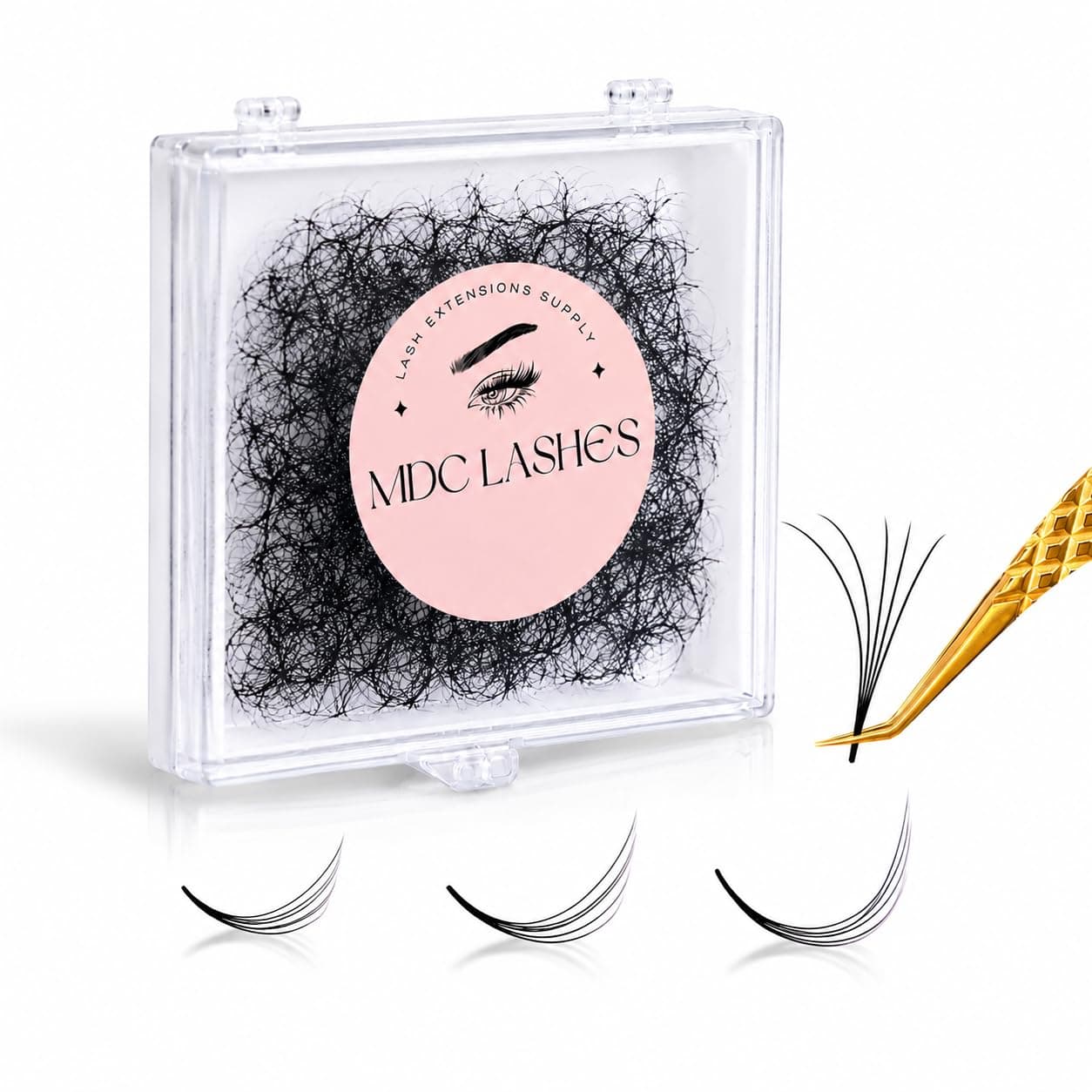MDC LASHES 500 Premade Volume Fans 5D-16D 0.05-0.07mm C/CC/D Curl 8-18mm Promade Eyelash Extensions Professional Cils Extension Lash Supplies (10D-0.07-CC-10, 10 mm)