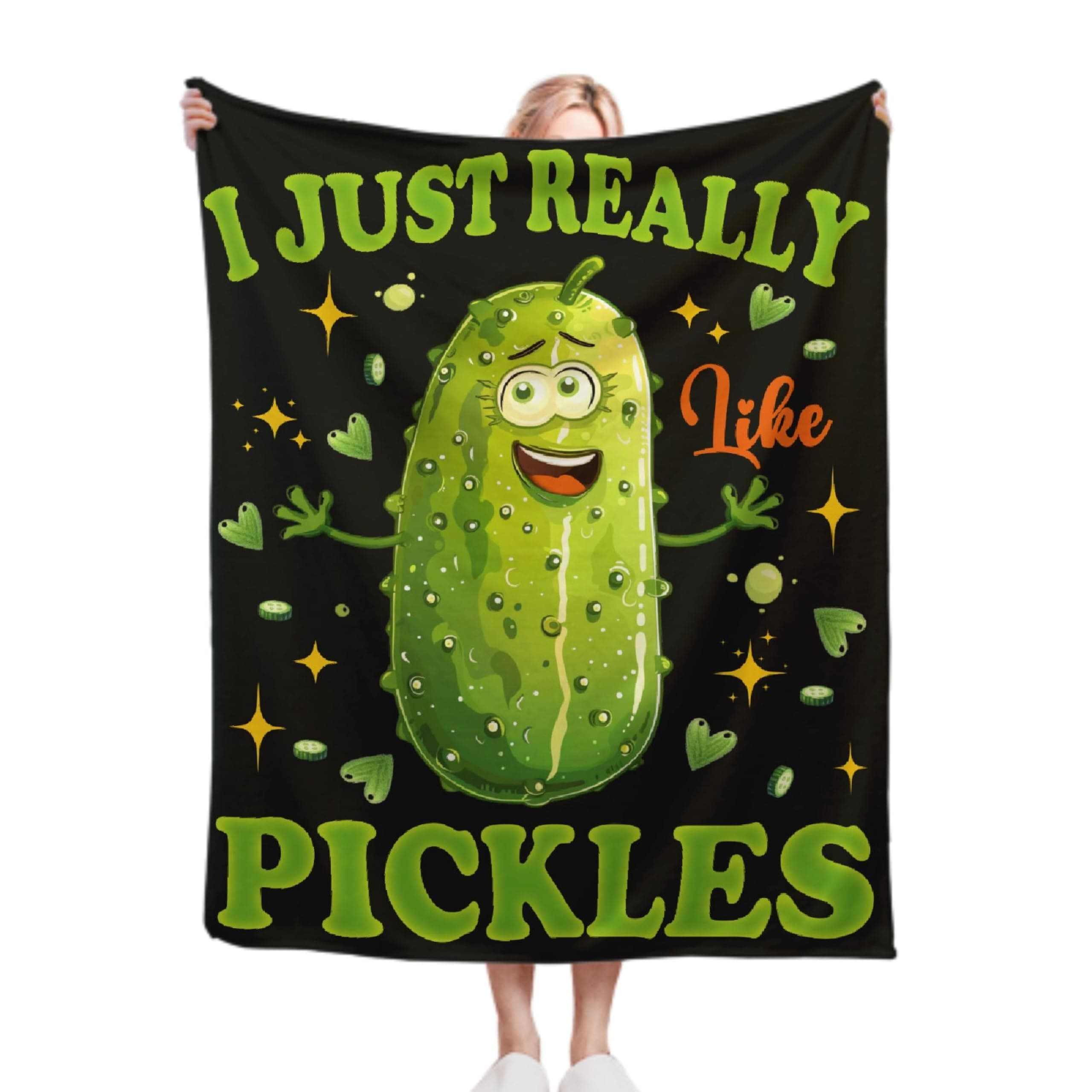 Pickle Blanket for Dill Pickles Lover Pickle Gifts Blanket for Boys Kids Teen I Just Really Like Pickles Soft Flannel Throw Blanket for Sofa Bed Camping Travel Home Decor,50"x60"for Throw/Travel