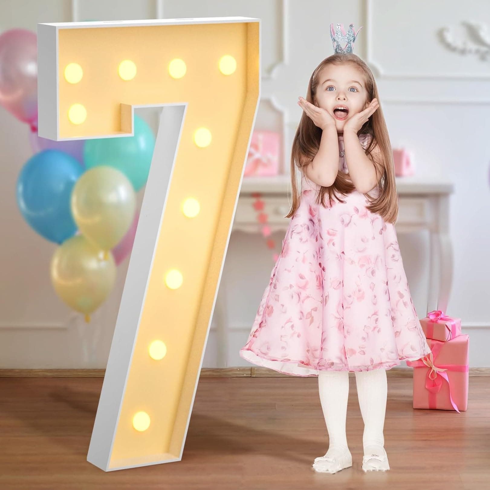70-120cm Warm Light Up Giant Letter Led Light Frame Box Balloon Filling Box with Lights Birthday Wedding Xmas Decor Baby Shower (Color : 7, Size : 120cm)
