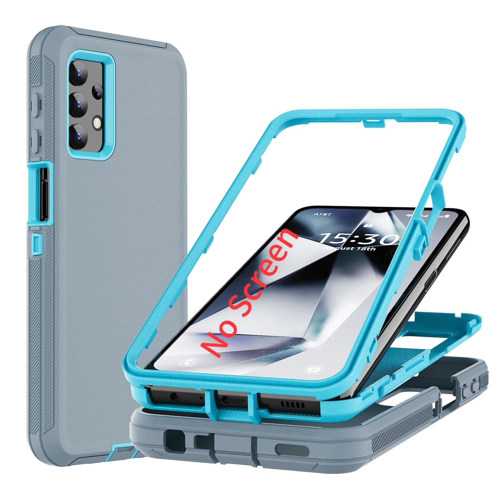Ylzhe for Galaxy A32 5G Phone Case, Case for Samsung A32 5G Case Full-Body Shockproof, Soft TPU Bumper Hard PC Shockproof Cover Phone Case for Samsung Galaxy A32 5G Grey＋Blue