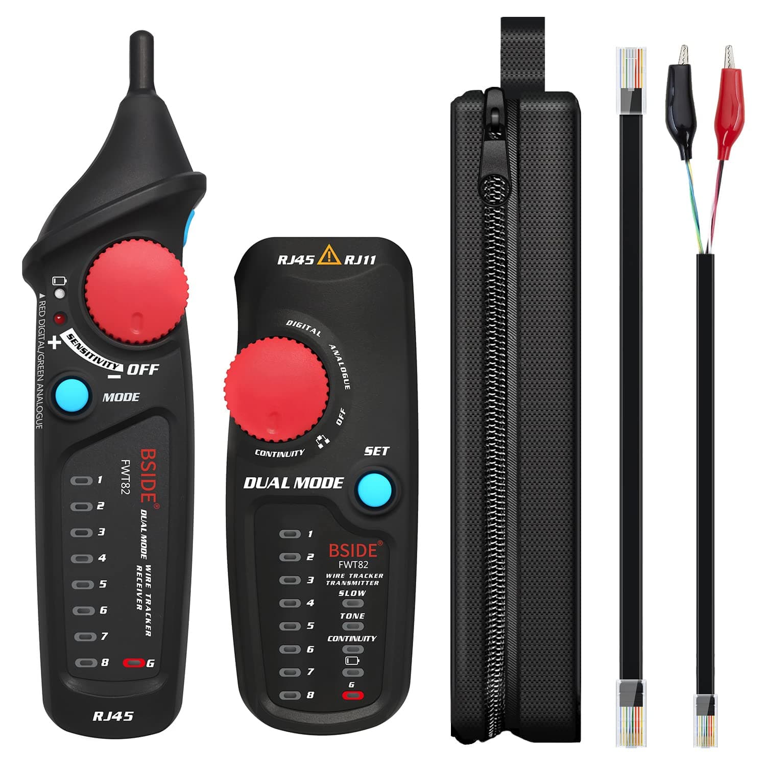 Bside Dual Mode Wire Tracker RJ11 RJ45 Network Cable Tester Toner Generator Network Cable Collation Ethernet LAN Line Finder with Flashlight