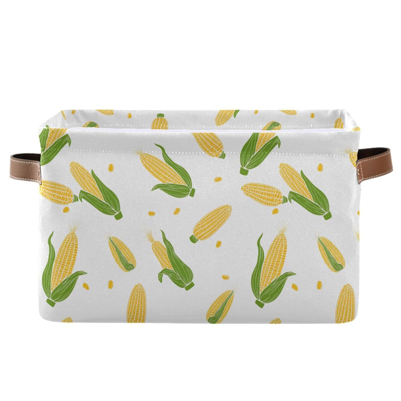 Aslsiy Storage Basket Maize Corn Cobs-1 Nursery Bins Baby Canvas Box Clothes Shelf Basket Laundry Hampers 1 Pcs