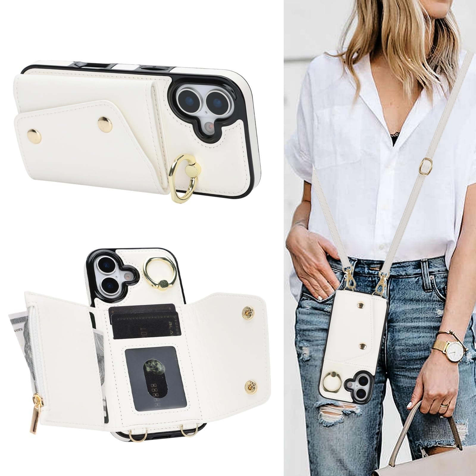 MRRSIWEI Case for iPhone 17.Crossbody White