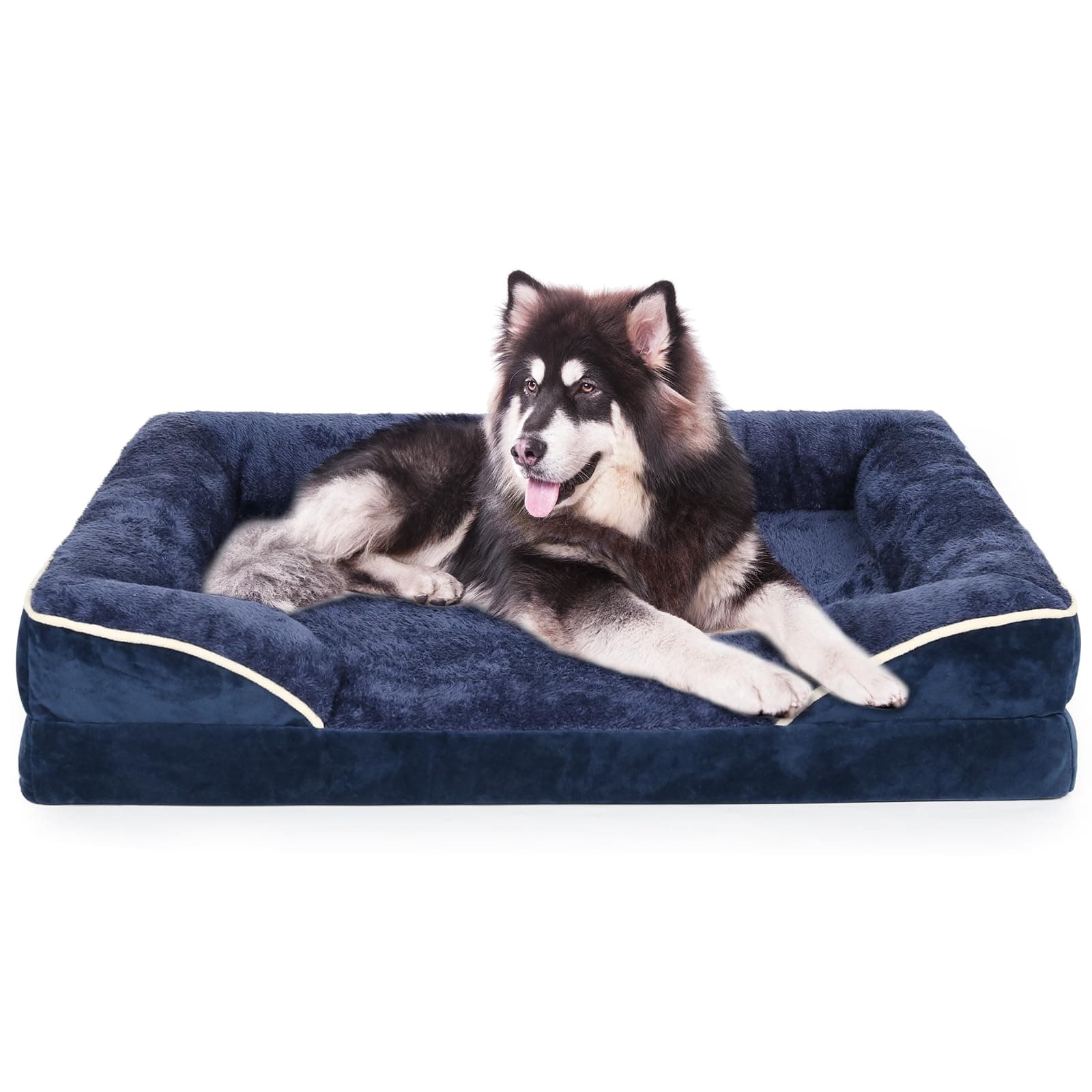 Bnonya Orthopedic Dog Bed, Dog Bed for XLarge Dogs, Bolster Pet Bed Couch with Removable Washable Cover, Egg Foam and Nonskid Bottom