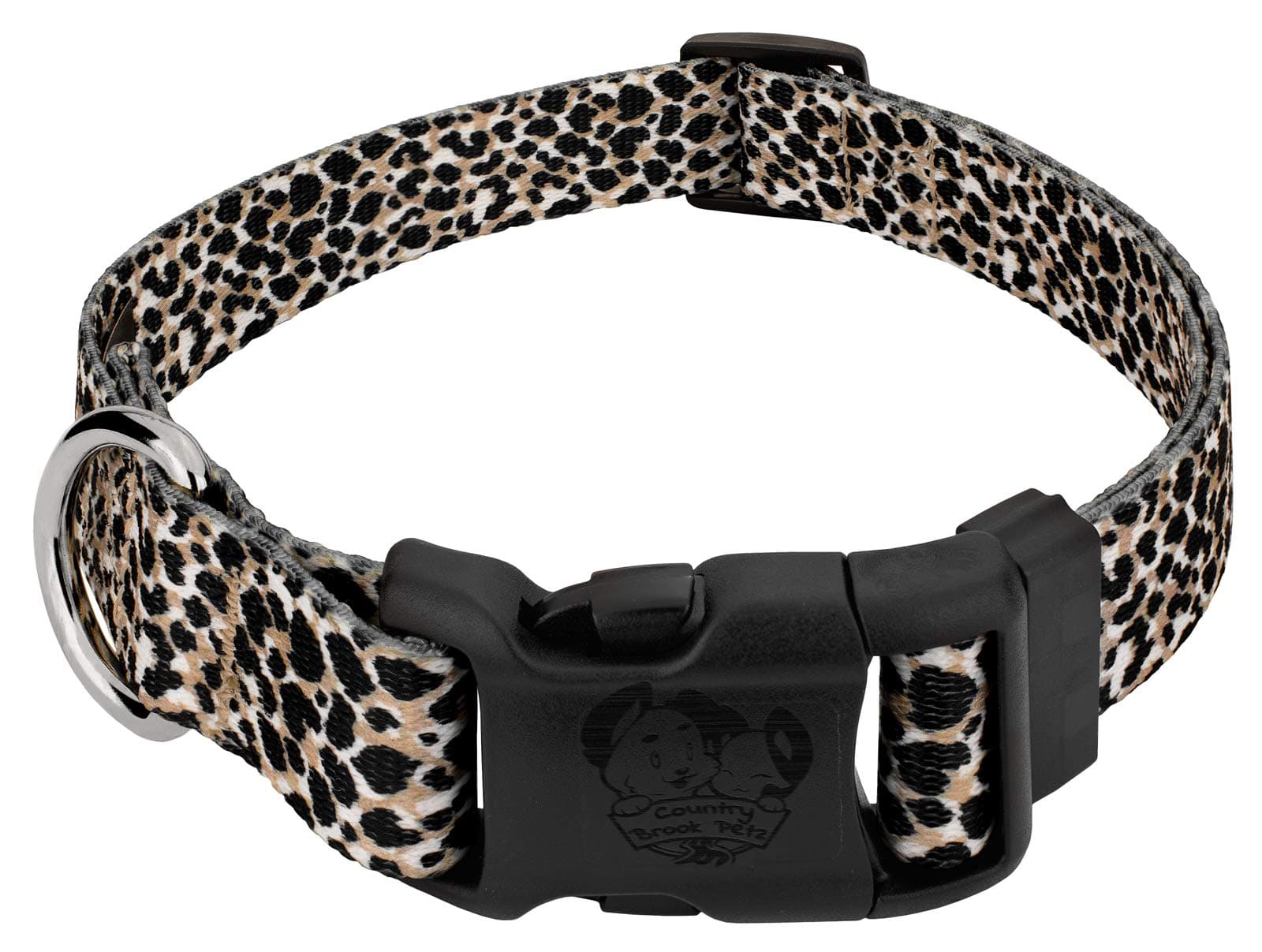 Country Brook Petz - Cheetah Everyday Dog Collar - Made in the U.S.A. - Animal Prints Collection Featuring Wild Designs (1 Inch, Large)