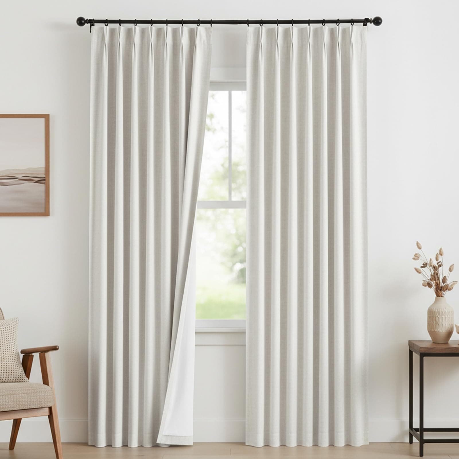 Pillcase Thermal-Insulated Blackout Noise-Reducing Curtains are Suitable for Living Rooms Bedrooms Kitchens Children's Rooms, 2-Way Hook/Tab Hanging Curtains (White, 40" W x 108" L (Pack of 2))