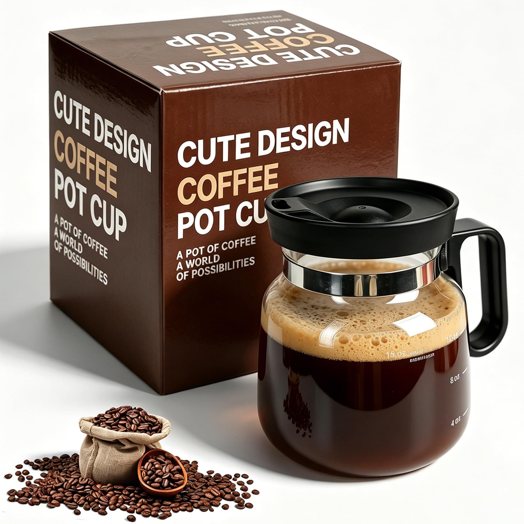 16 Oz Glass Coffee Pot Mug – Funny Novelty Mini Coffee Pot Cup, for Coffee Lovers, Friends & Coworkers, Gift for Office & Home Use (1 pcs)