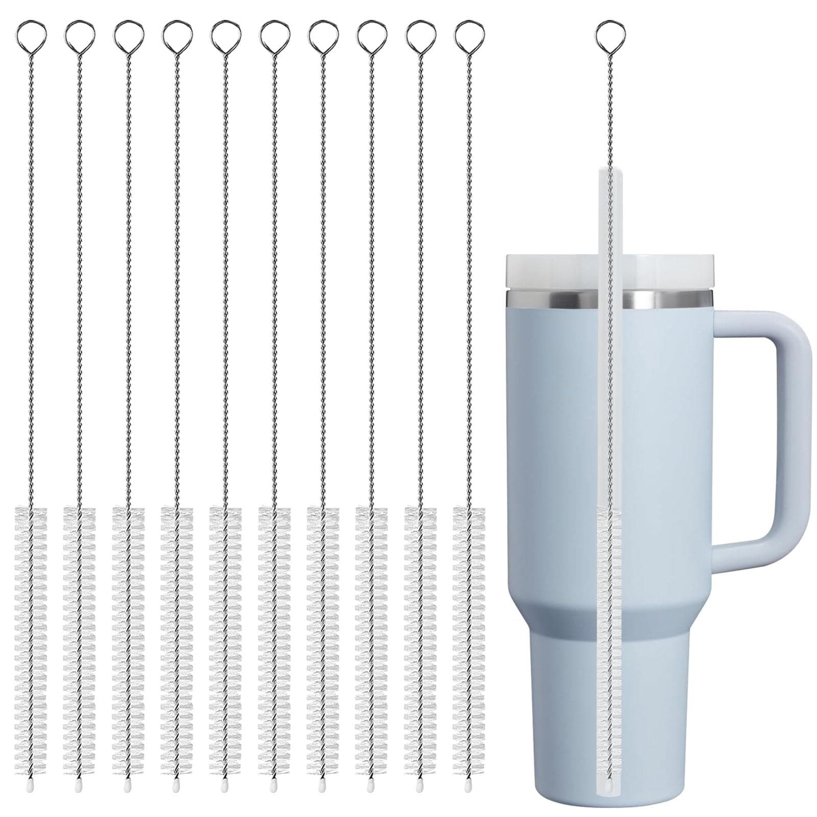 Straw Cleaner Brush for Stanley Extra Long 12 in, 10PCS Wide 10mm Diam Straw Brushes for 40/30/20 oz Stanley Mug, Straw Cleaning Brush for Tubes, Water Cup, Extra Long Straw Brush Set