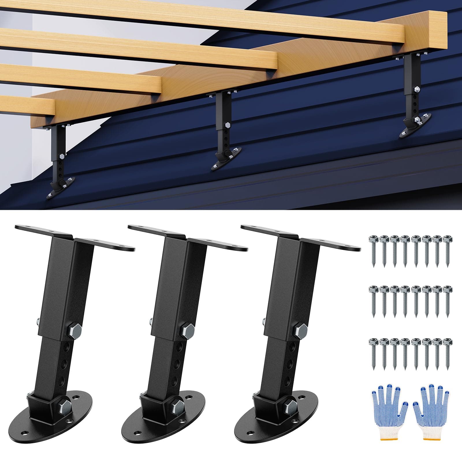 RISHTEN Pergola Patio Brackets Cover Kit, Black, 3 Pack