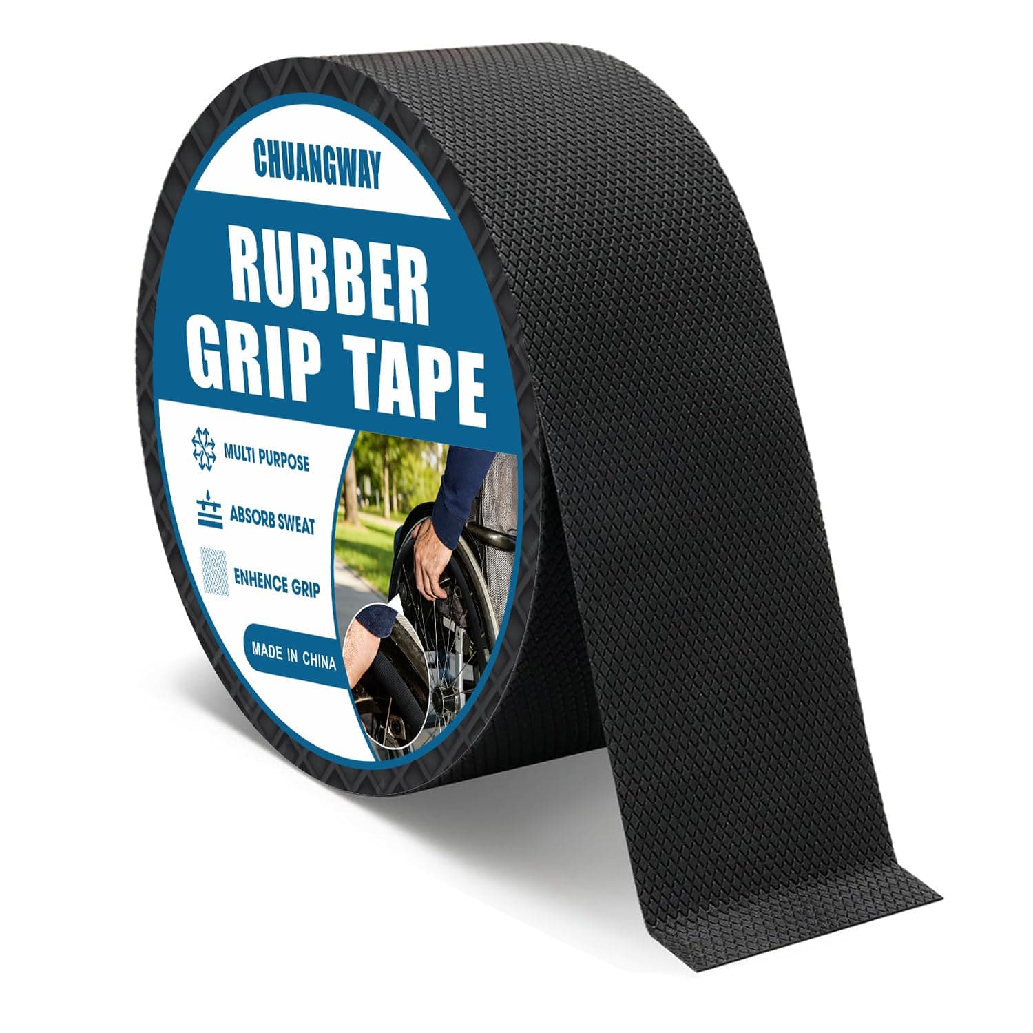 Black Rubber Grip Tape 2 Inch x 20 Ft Non-Abrasive Anti-Slip Tape for Handrails Strong Adhesive Absorb Sweat Heat Resistant Handlebar Wrap Cushion Grip for Tools Stairs Bicycle Handle (2inch X 20ft)