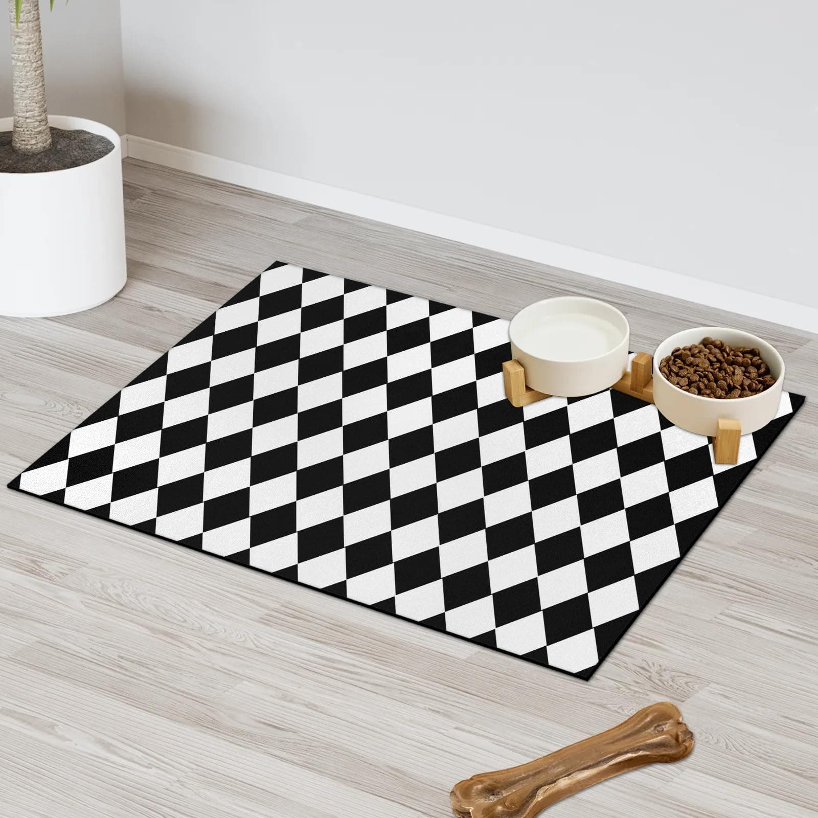 JMAVZWS Buffalo Check Plaid Pet Feeding Mat Absorbent Dog Mat for Food and Water Bowl Quick Dry Non- Slip Dog Cat Placemat Pet Accessories 17" x 30"
