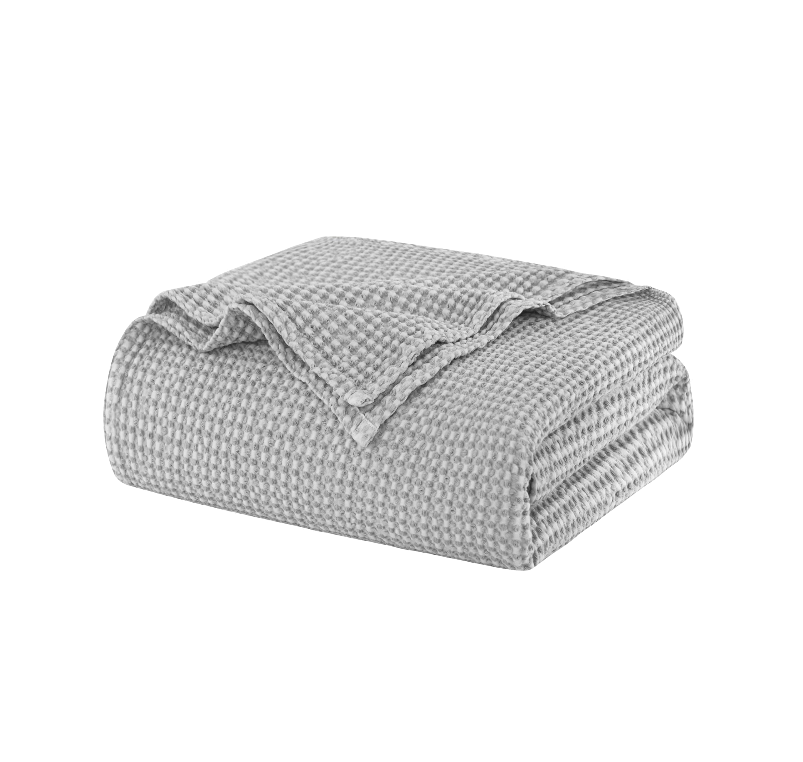 Talasily 100% Cotton Blanket Queen Size for Bed - Spring and Summer Cooling Lightweight & Breathable Bedding -Soft Waffle Weave Christmas Blanket, Machine Washable,Gray,50x60 Inches