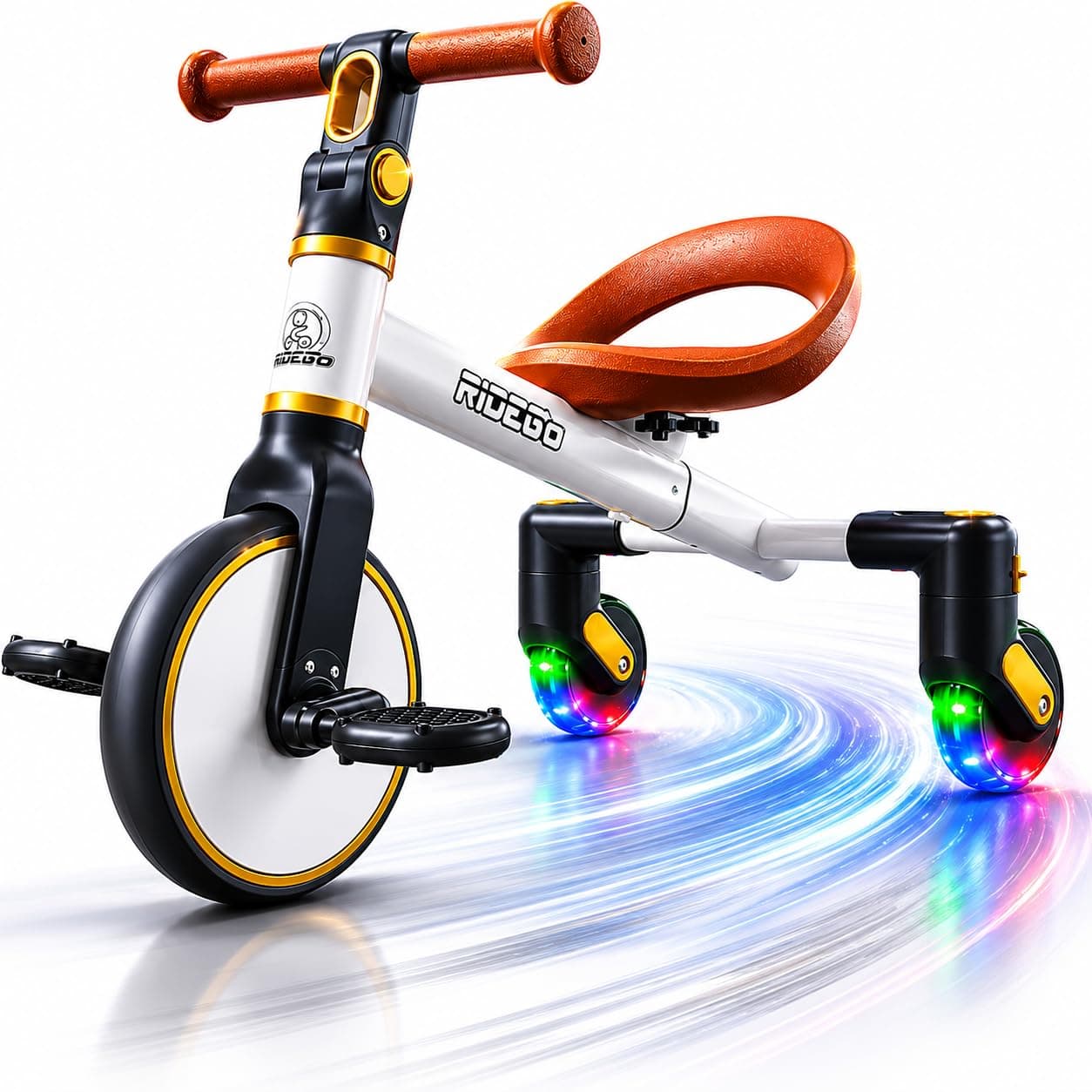Ridego Tricycle for Toddler 2-5 Year Old,3-in-1 Drift Trike, 360° Spin