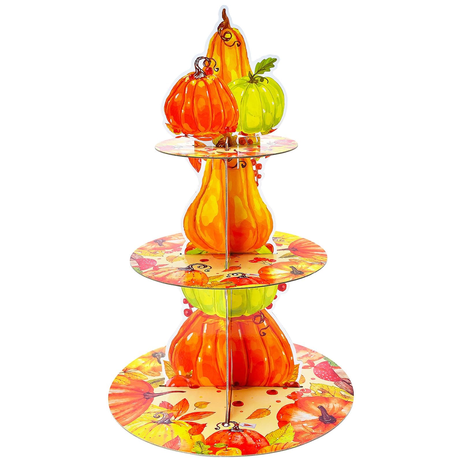 3-Tier Pumpkin Cupcake Stand – Autumn Harvest Dessert Display Holder for Fall Parties, Thanksgiving Table, and Seasonal Decorations