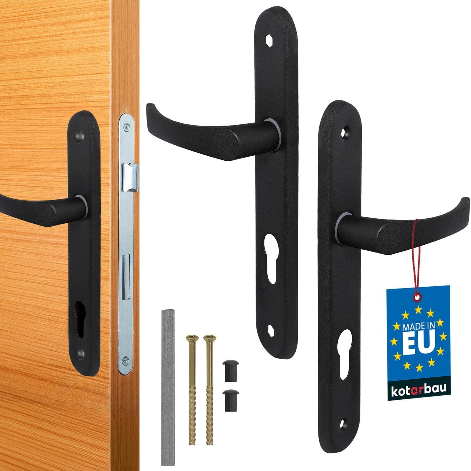 KOTARBAU® Door Handle 72 mm Left Right for Profile Cylinder Black Door Fitting Door Handle Door Handle Set Room Door Handle Aluminium