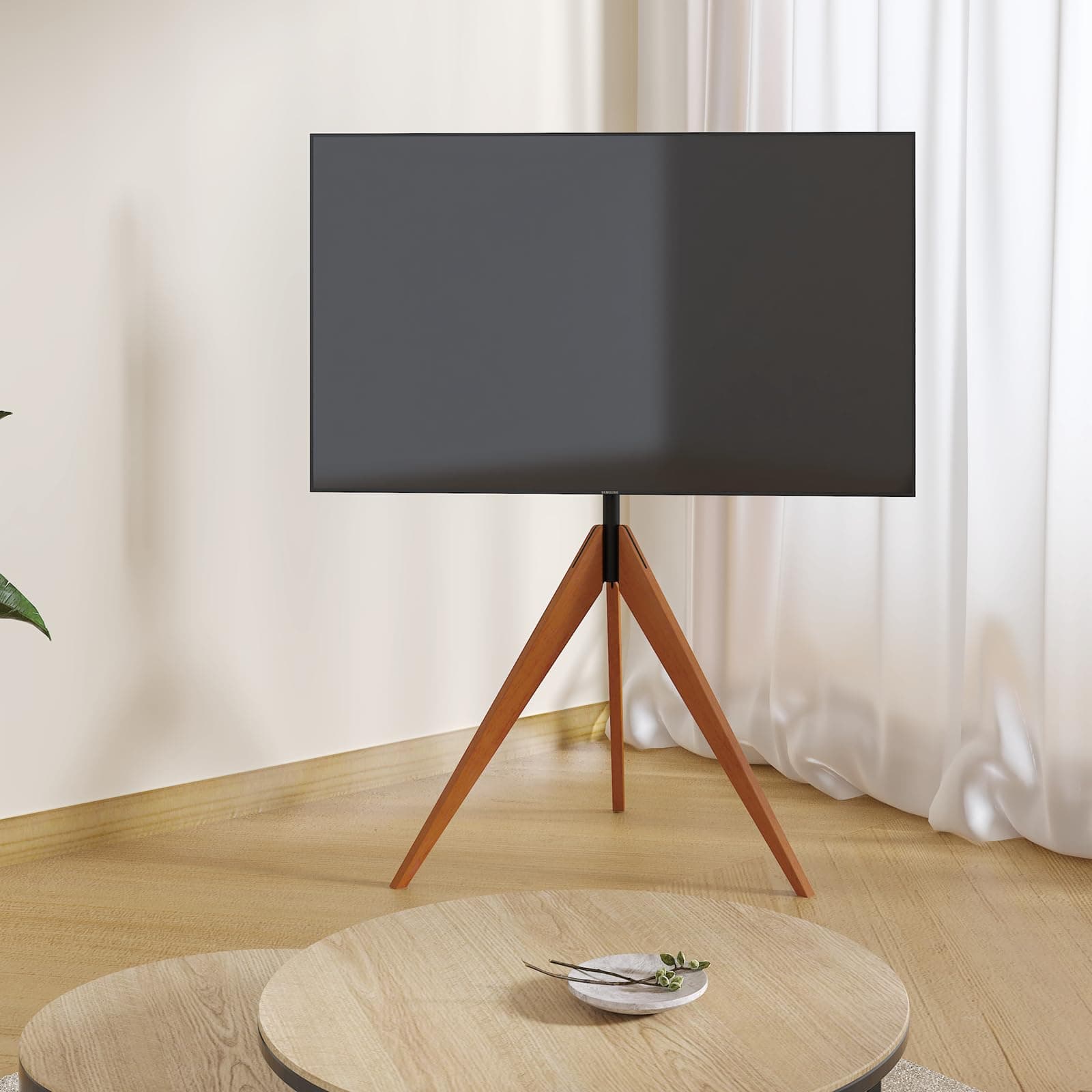 Vermars Solid Wood Corner Tripod TV Floor Stand for 32-65 Inch TVs