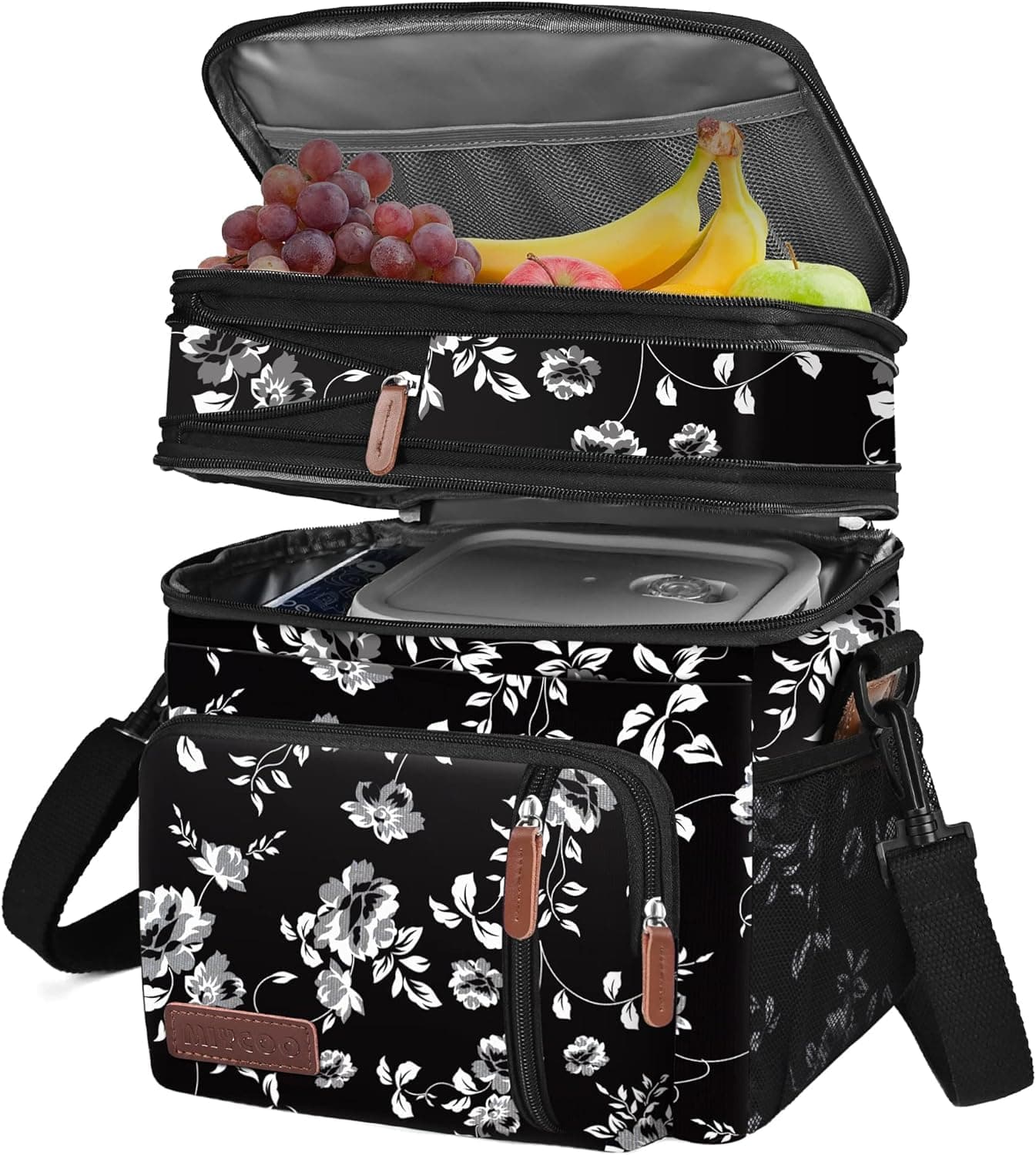MIYCOO Lunch Bag for Women & Men, Expandable Double Deck Lunch Box, 15L