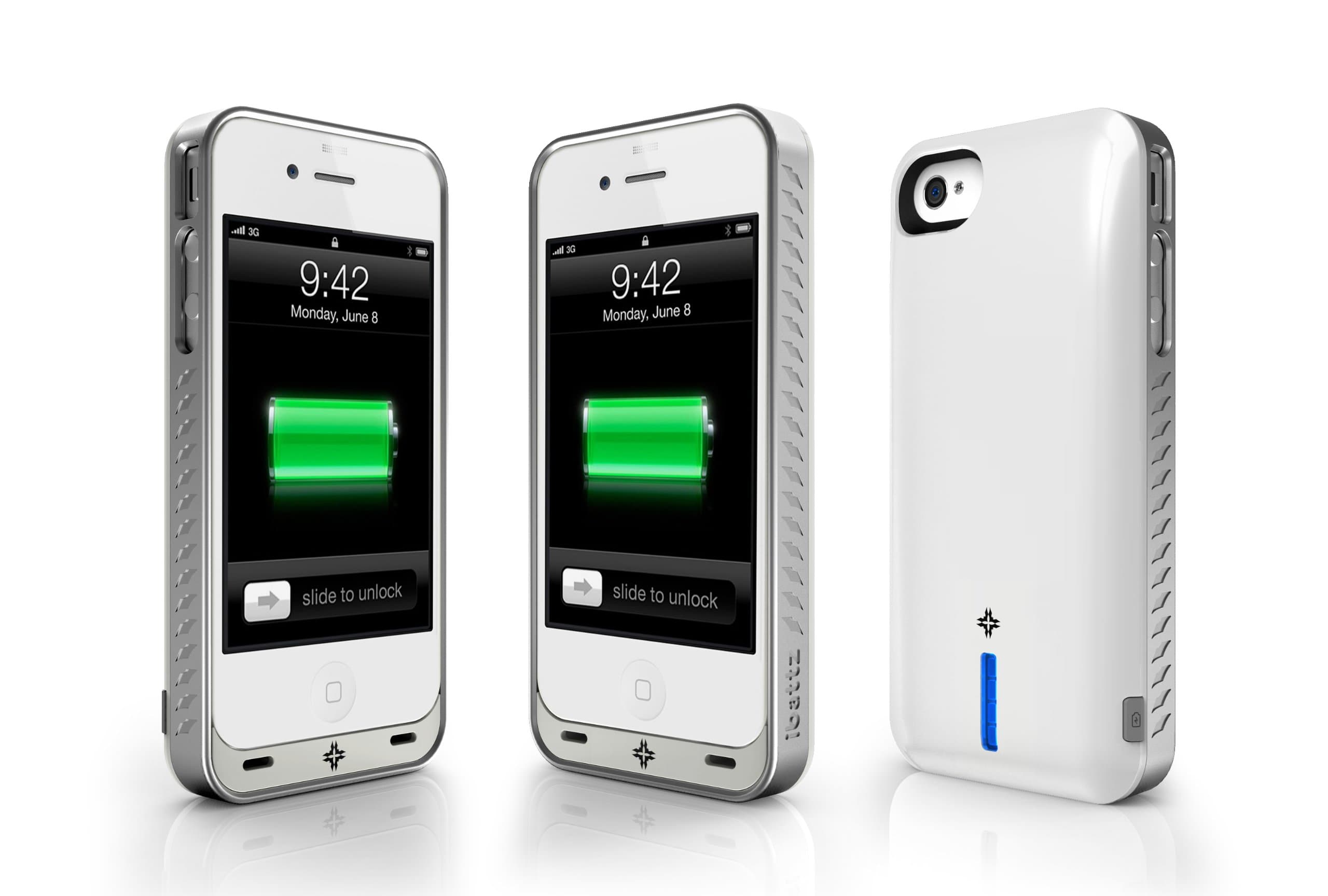 MFI-Apple Certified - ibattz Mojo Vogue Removable Battery Case for iPhone 4 and 4S White 1700mAhX2 fits all version of iPhone 4S/4