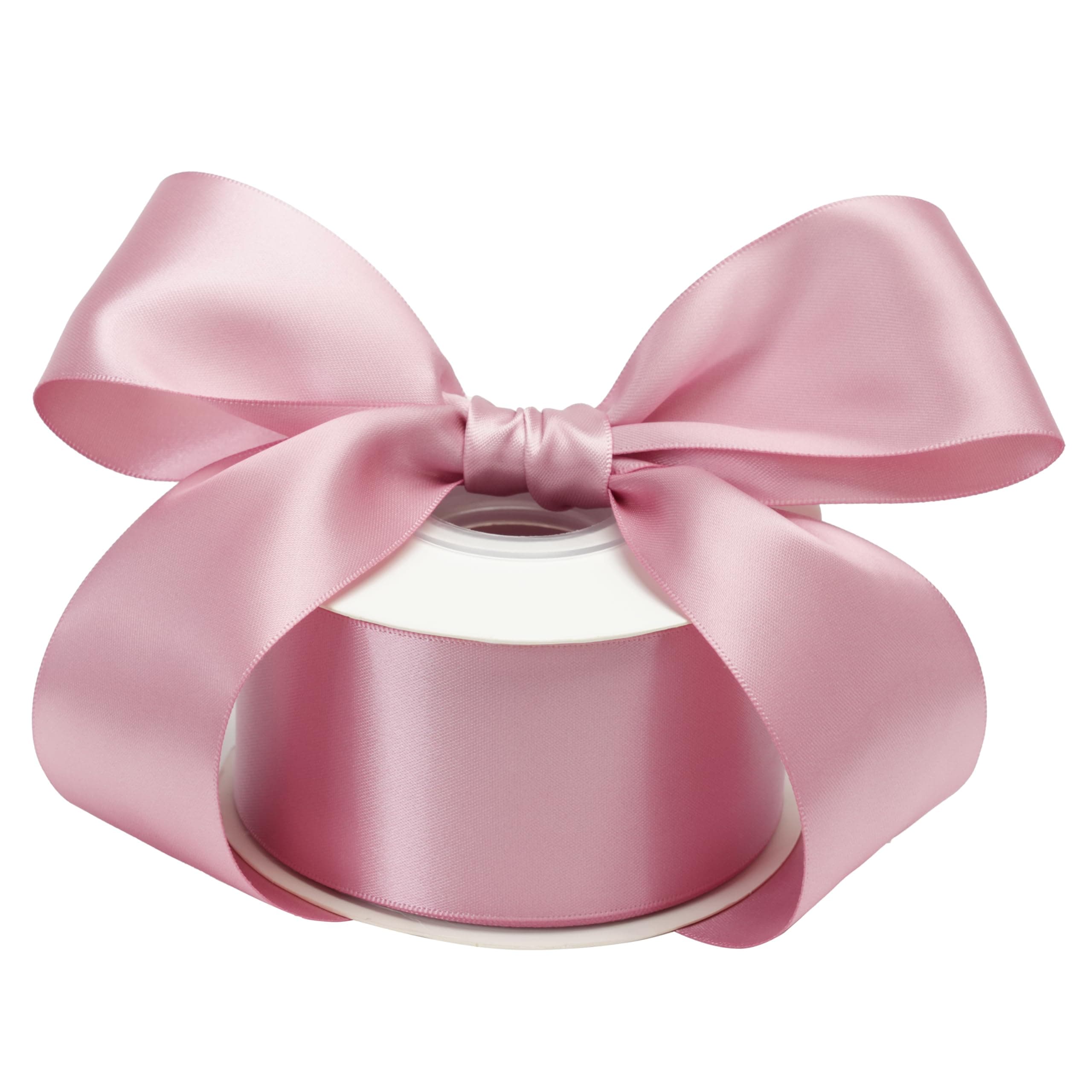 DINDOSAL Rose Pink Double Face Satin Ribbon - Thick Dusty Rose - 25 Yards for Gift Wrapping, Wedding Decor, Bridal Bouquet, Party Decorations, DIY Crafts, Diaper Cakes, Hair Bows
