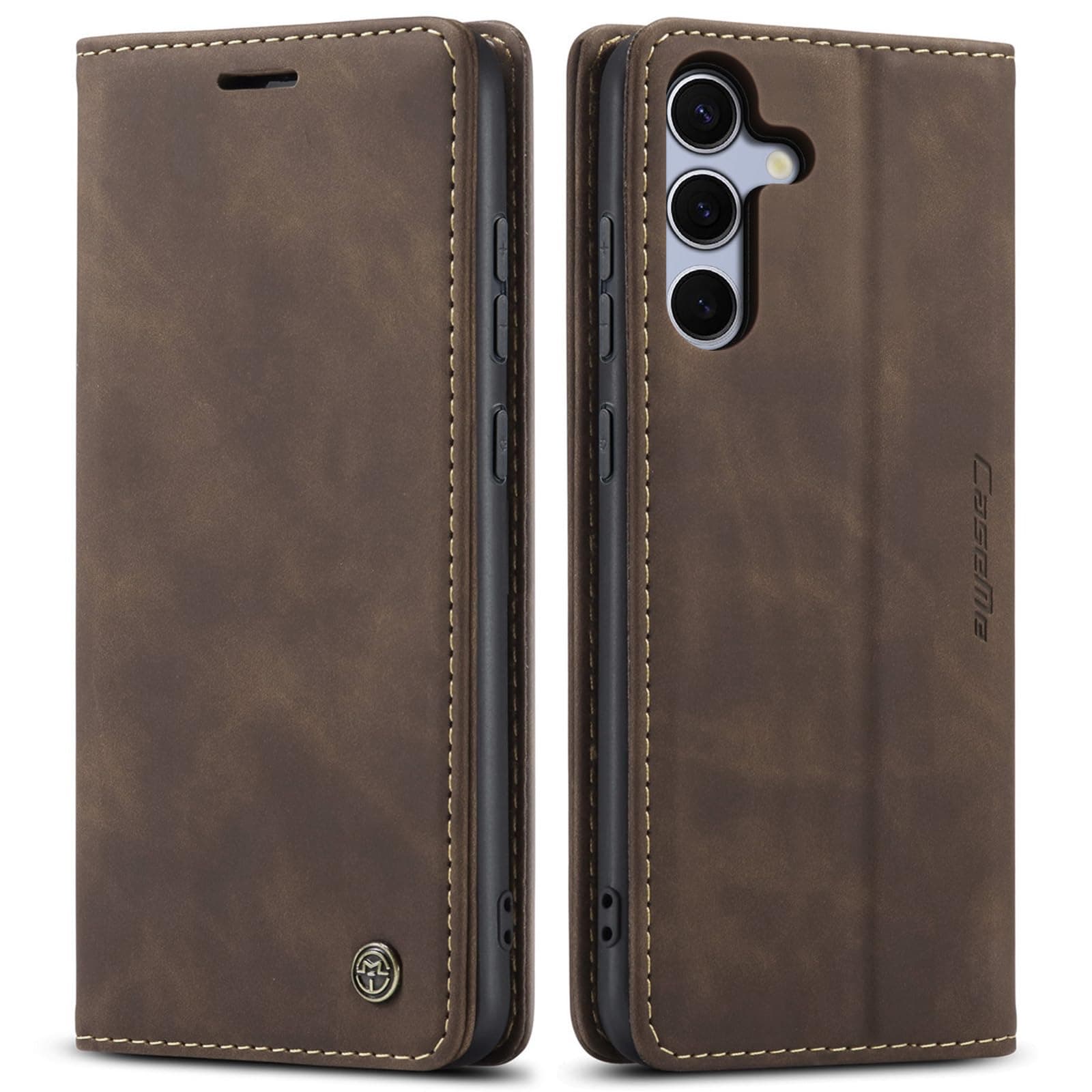 FCOZCKLOM Compatible with Samsung Galaxy S25 5G Case with Card Holder, Kickstand Protective Flip Folio Leather Wallet Case for Galaxy S25 5G 6.17 inch (Coffee)