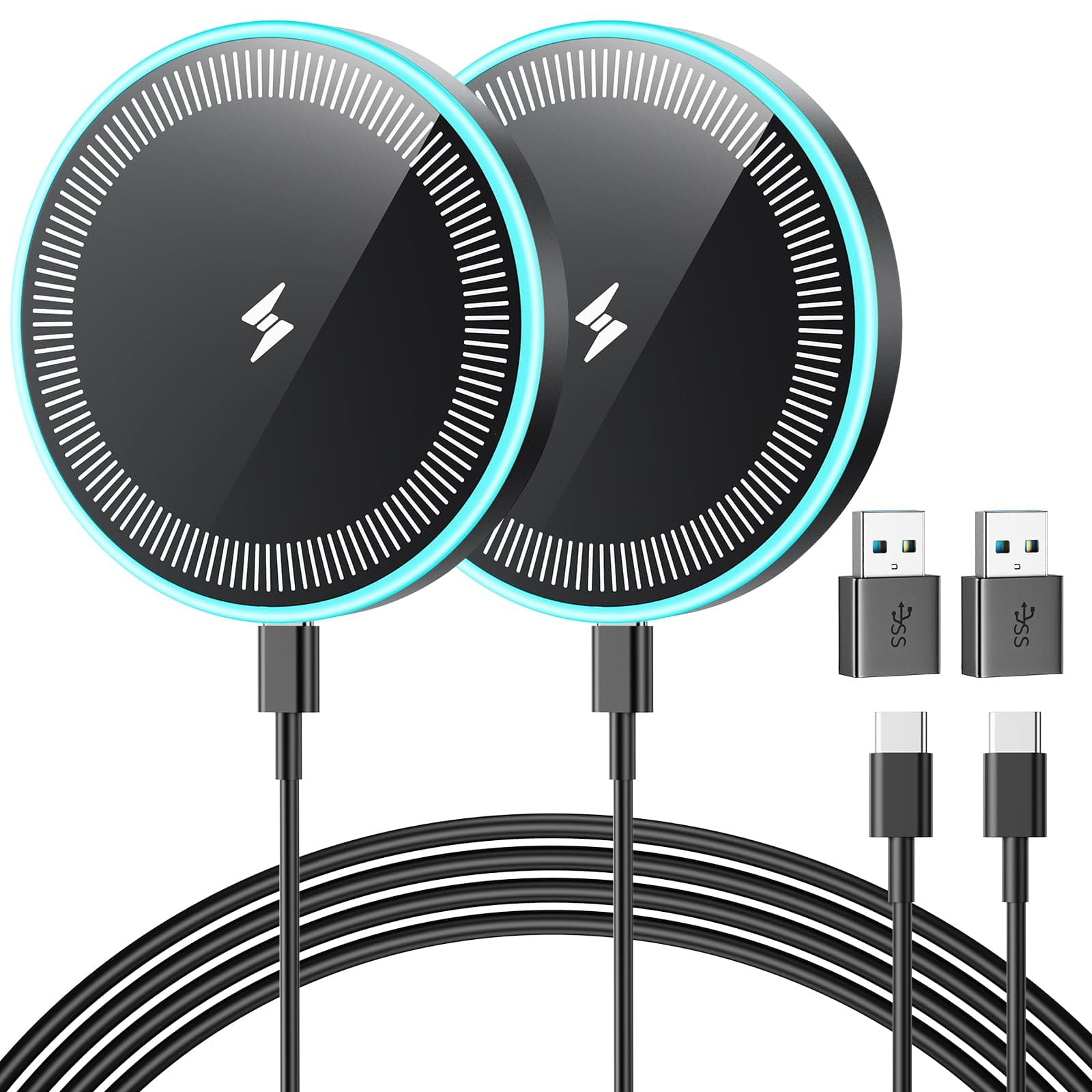 Wireless Charger 2Pack 6FT Samsung Magnetic Wireless Charger Fast Charging Pad with USB-C/A Ports for Samsung Galaxy S26 S25 Ultra/S24 FE/S23 Ultra/S22/S21/Z Google Pixel 9-7, Strong Magnet Technology