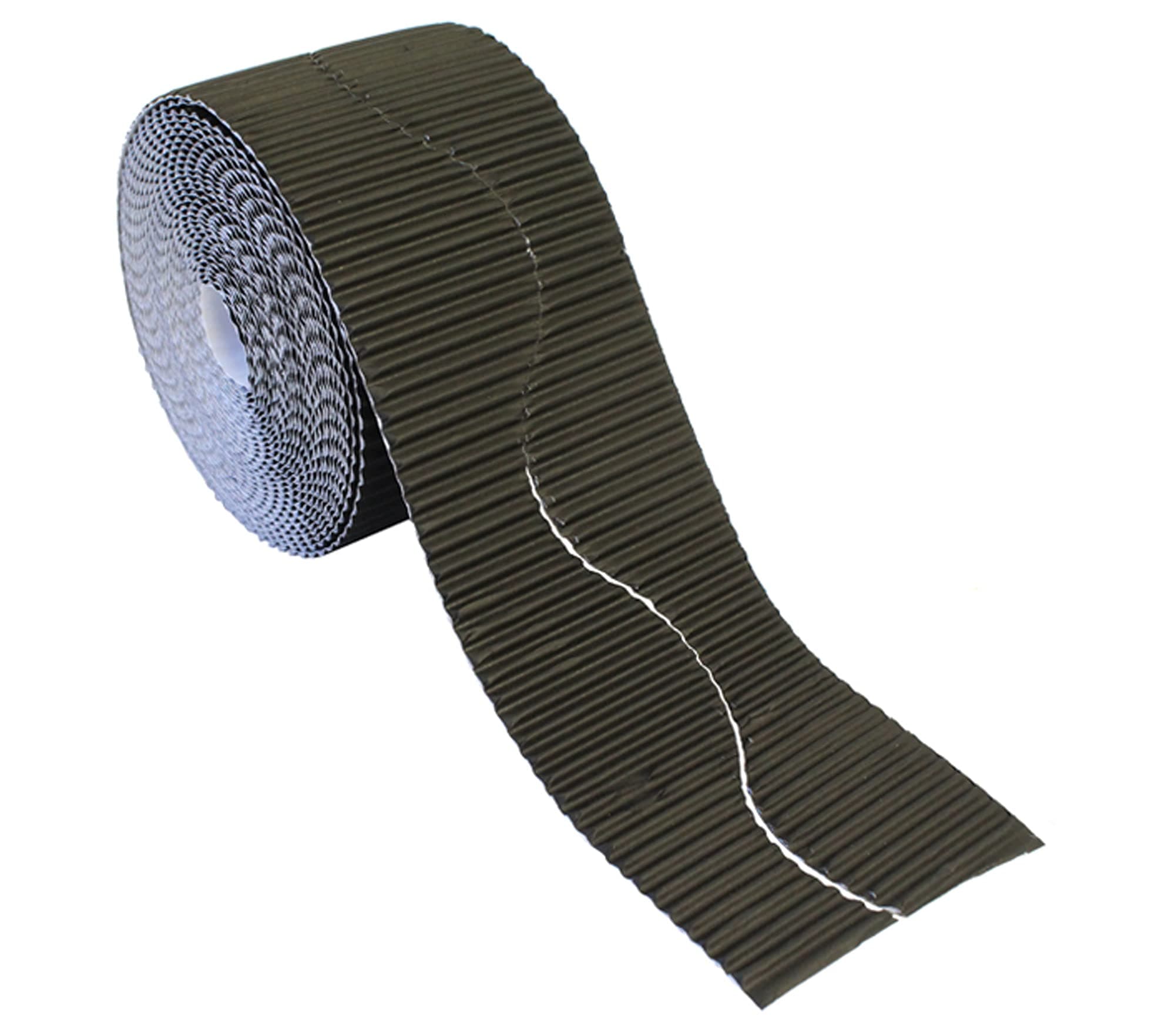 Bright Ideas Corrugated Border Roll for School Displays, Black, 57mm x 7.5m (15m When Split), BI7890