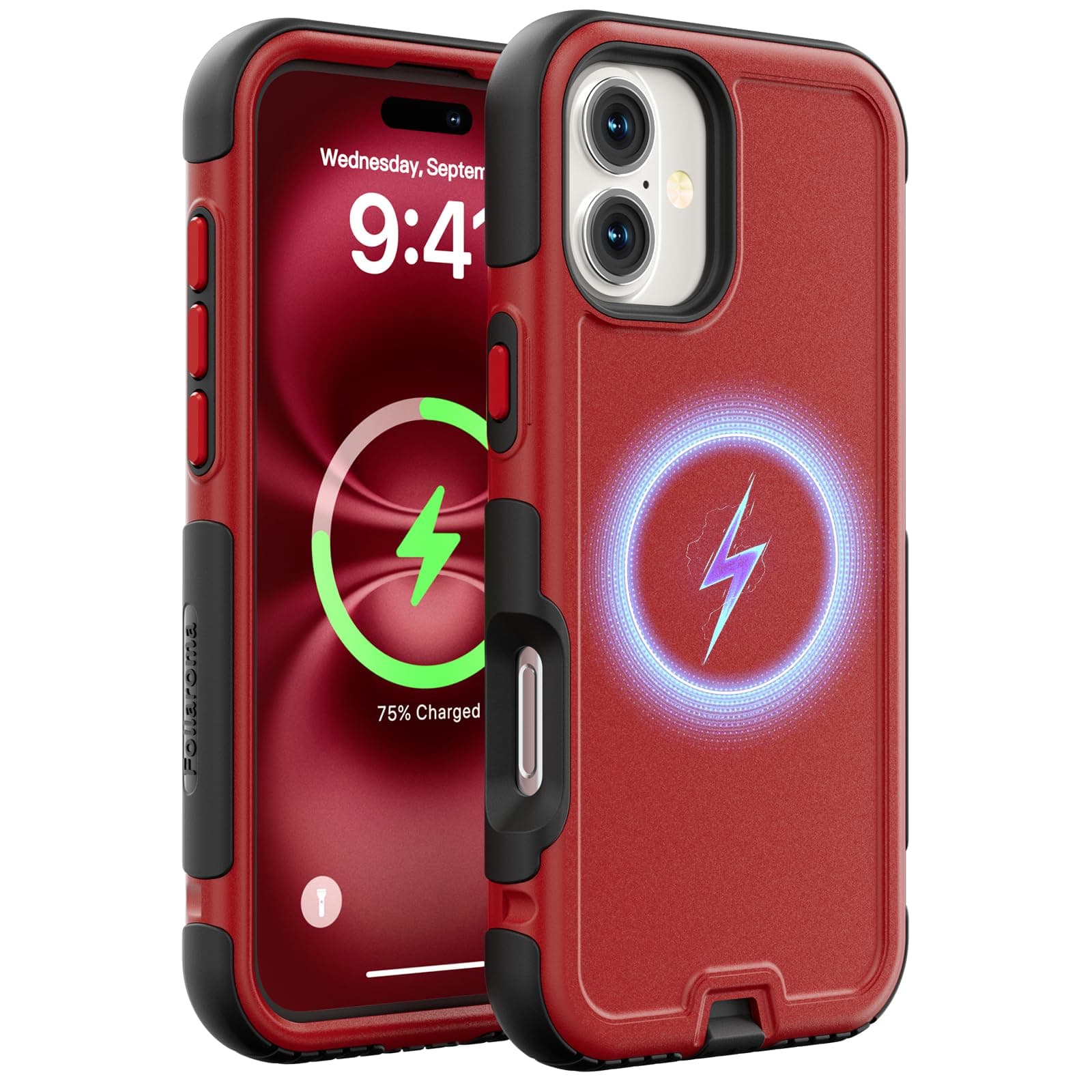 Follaroma Magnetic Case for iPhone 16, Red