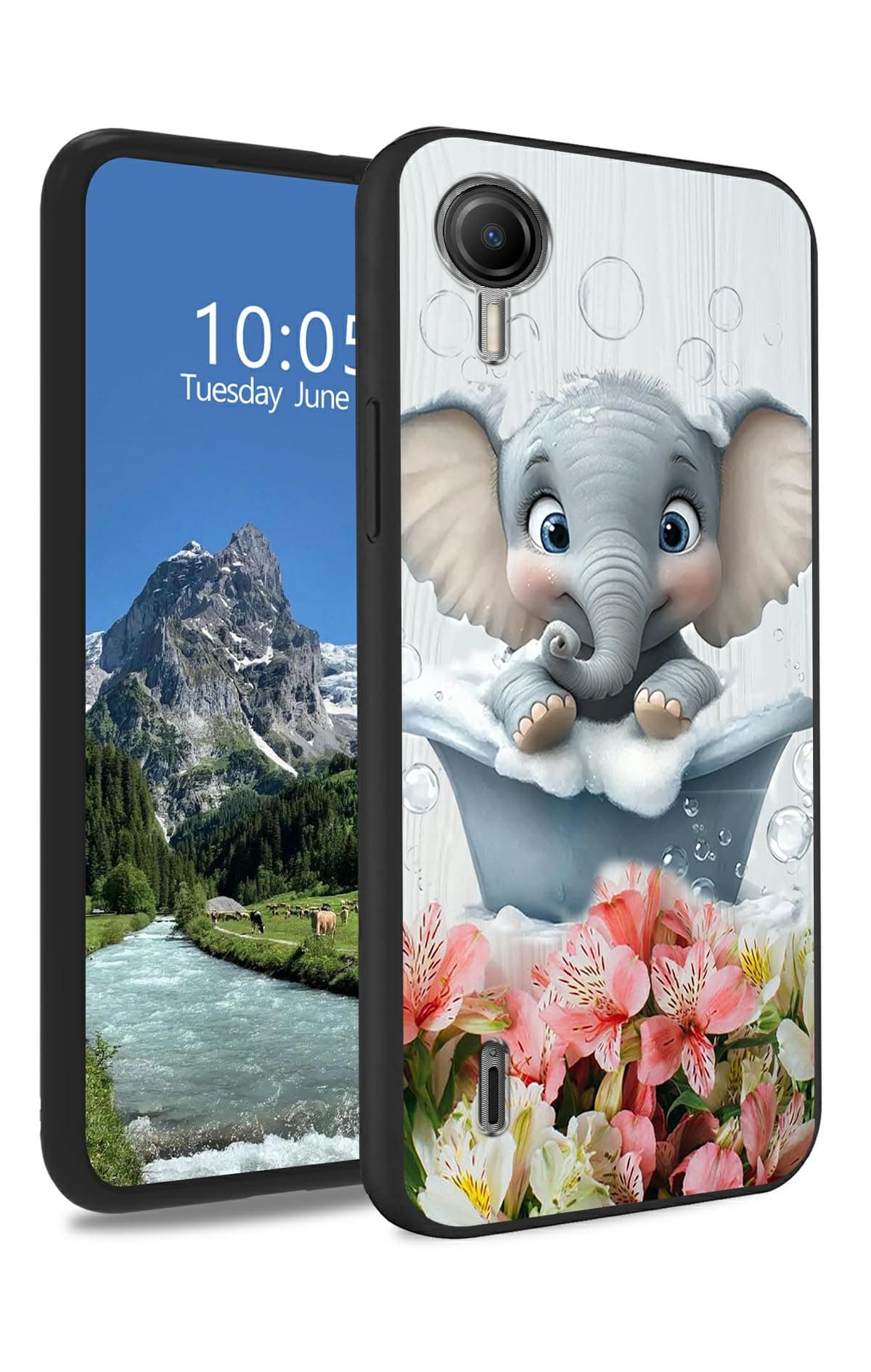 DIGTIALL Playful Baby Elephant Case for Cricket Debut S2/AT&T Calypso 4 6.1", Slim Soft TPU Silicone Protective Cover, Anti-Slip Grip & Shockproof Design for Cricket Debut S2