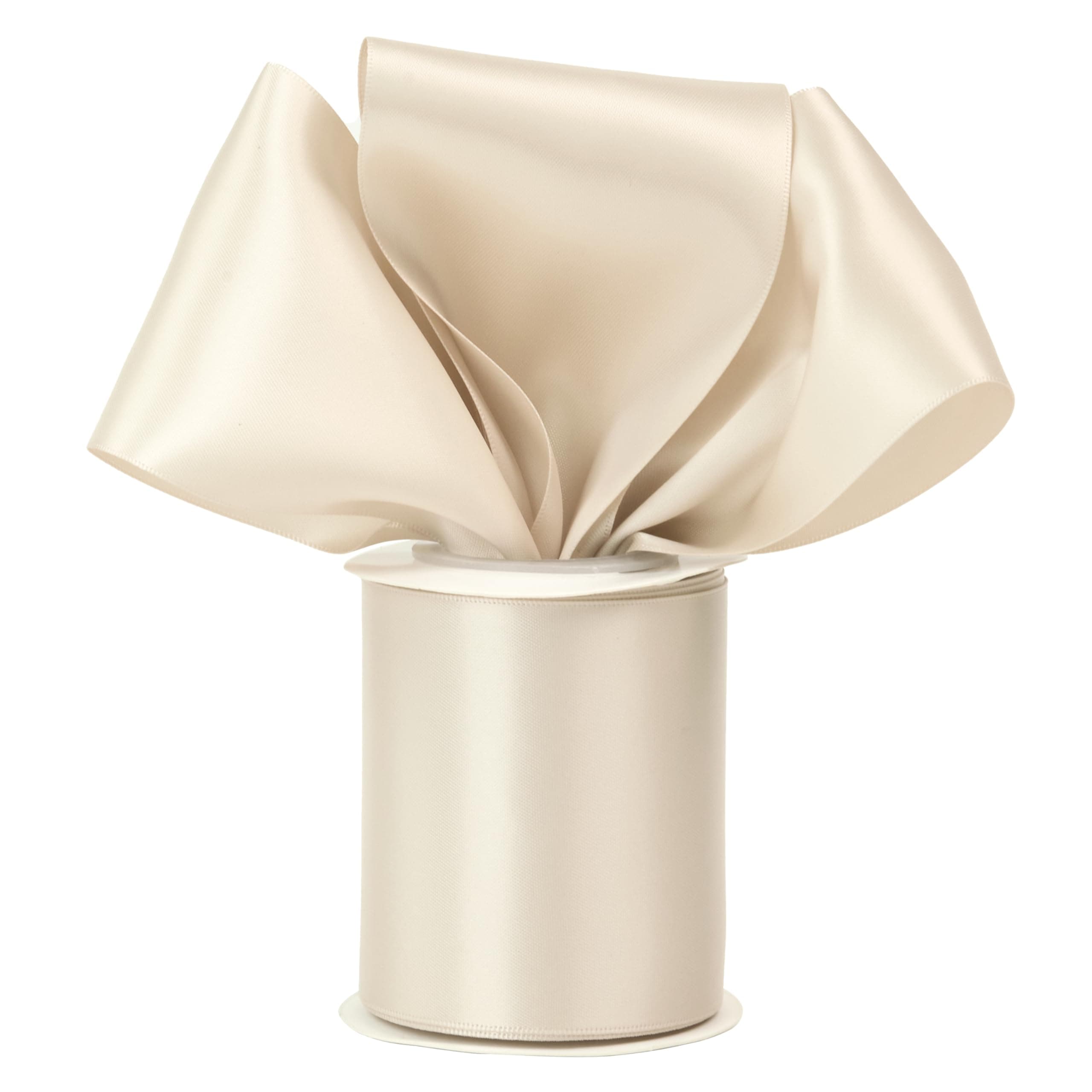 DINDOSAL Champagne 3 Inch Double Faced Satin Ribbon Sash Ribbon Thick Champagne Silk Ribbon for Wedding Decor, Gift Wrapping, Party Favor, Flower Arrangement, Craft Supplies, Bows - 10Yards