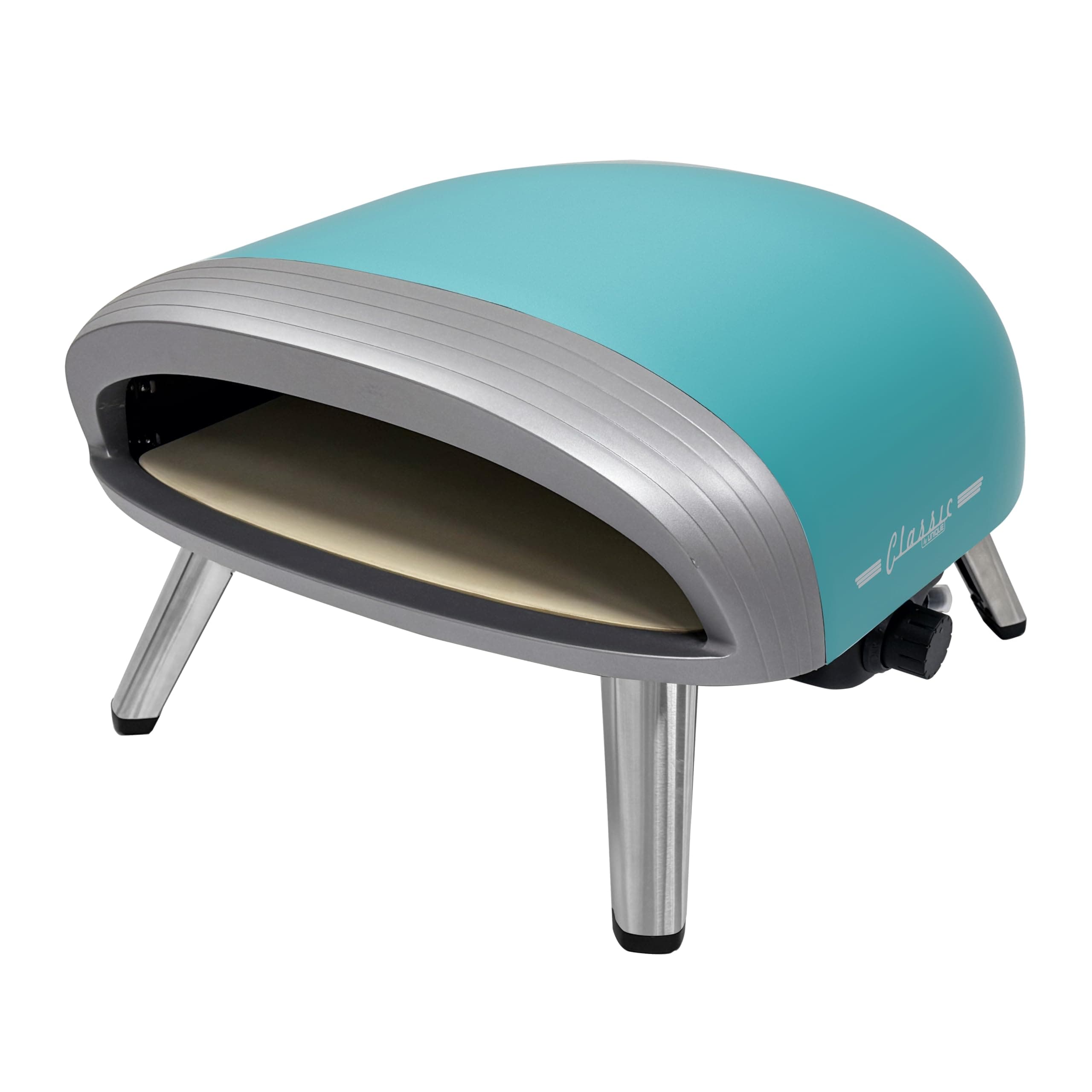 Unique Appliances Classic Retro 16" Portable Outdoor Propane Pizza Oven in Matte Turquoise