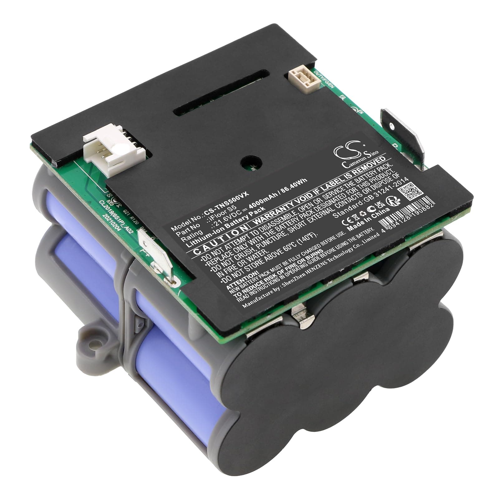 Cameron Sino Battery for Tineco FW200100CN, iFloor S5 PN:Tineco CL2019-6S1P-02A 4000mAh / 86.40Wh