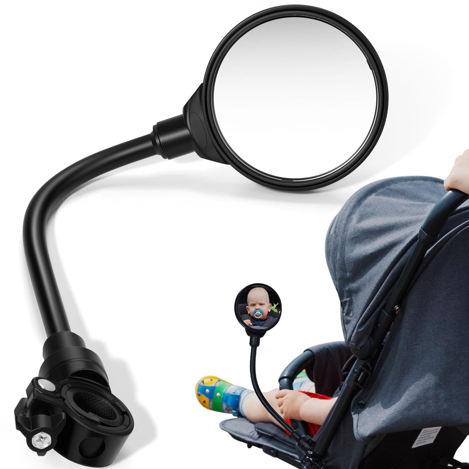 Liovsiso Stroller Mirror, Unleash the Joy of Seeing Your Baby's Face with a Stroller Rear View Mirror, Universal Stroller Attachment in Walking or Jogging Stroller, Creativity Baby Shower Gifts