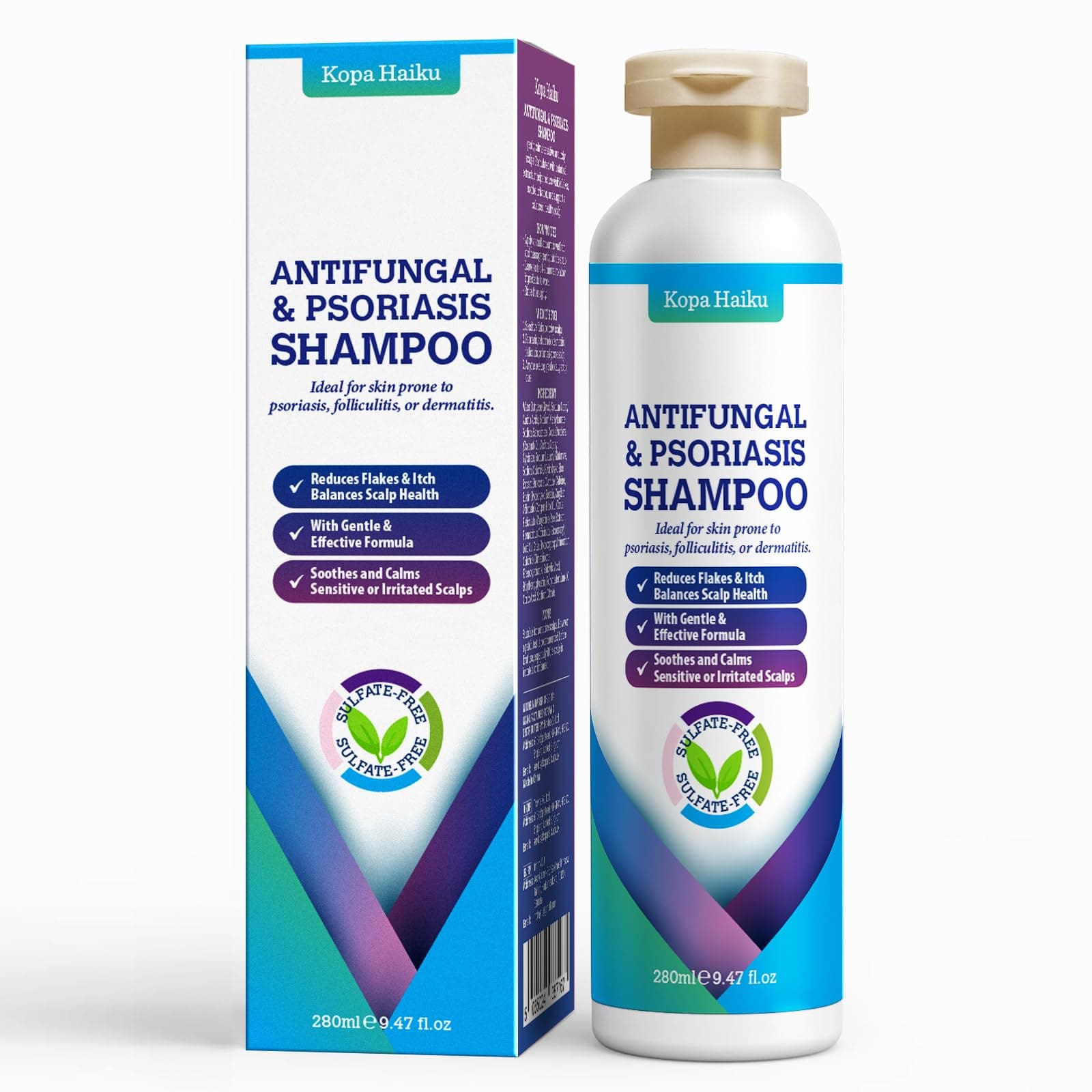 Psoriasis & Seborrheic Dermatitis Antifungal Shampoo: Folliculitis Shampoo, Anti-Dandruff Cleanser for Scalp Acne, Itchy, Redness-Prone Scalp – with Salicylic Acid, Rice Water 280ml
