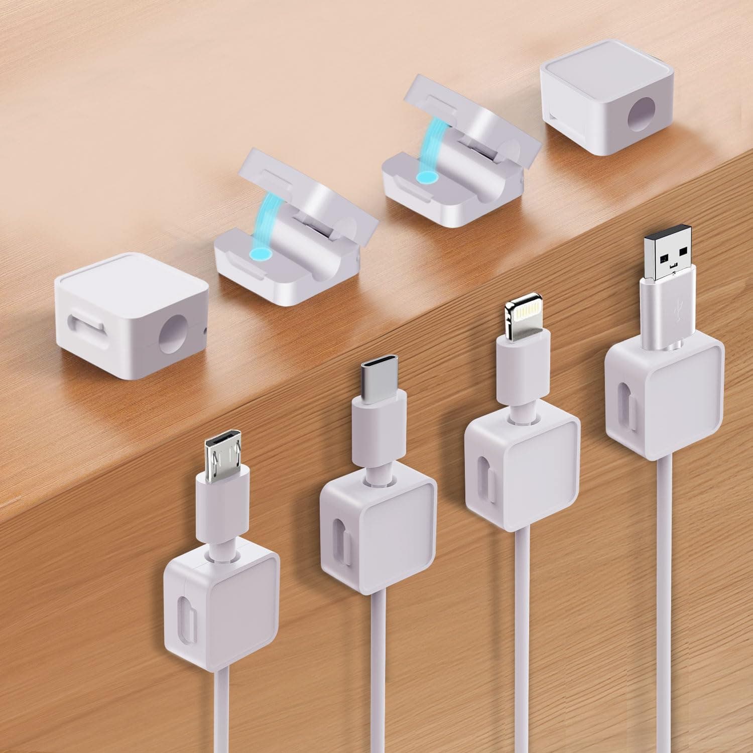 BOPUSLA 16-Pack Cable Organizers, Magnetic Cable Clips, Cable Holders,White