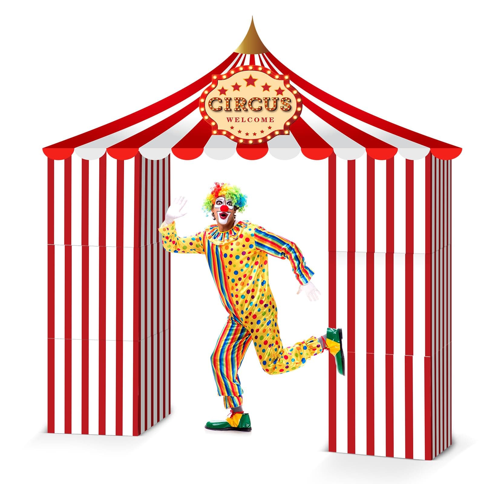 Bucherry 7 Pcs Carnival Circus Party Decor Red and White Striped Tent