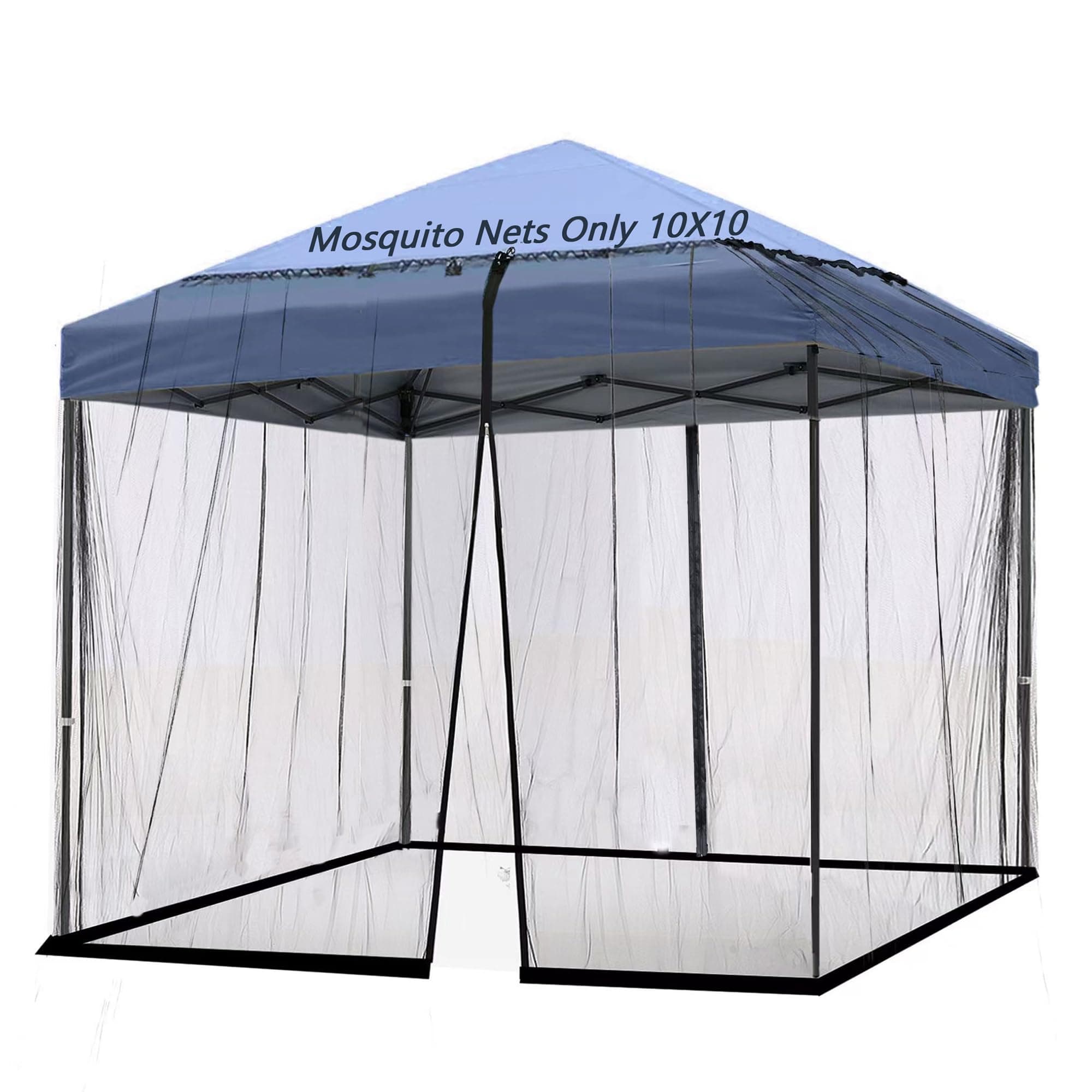 Tiimmgaal 10x10 Mosquito Netting for Patio Camping Gazebo/Pop Up Canopy Tent,Double Door Side Screen Easy Installation Black（Only Mosquito Net No Frame） (Around 10x10FT)