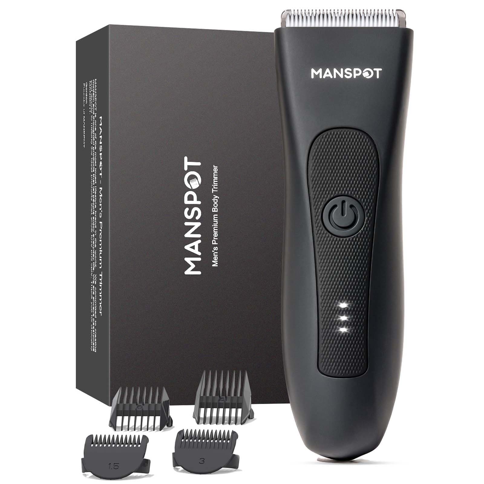 MANSPOT Body Trimmer Men, Manscape Electric Ball Trimmer Men's Shavers with Hypoallergenic Ceramic Blade, IPX7 Waterproof Wet/Dry Shaver for Groin/Ball/Pubic Hair Male Body Groomer, 20 Times Usage