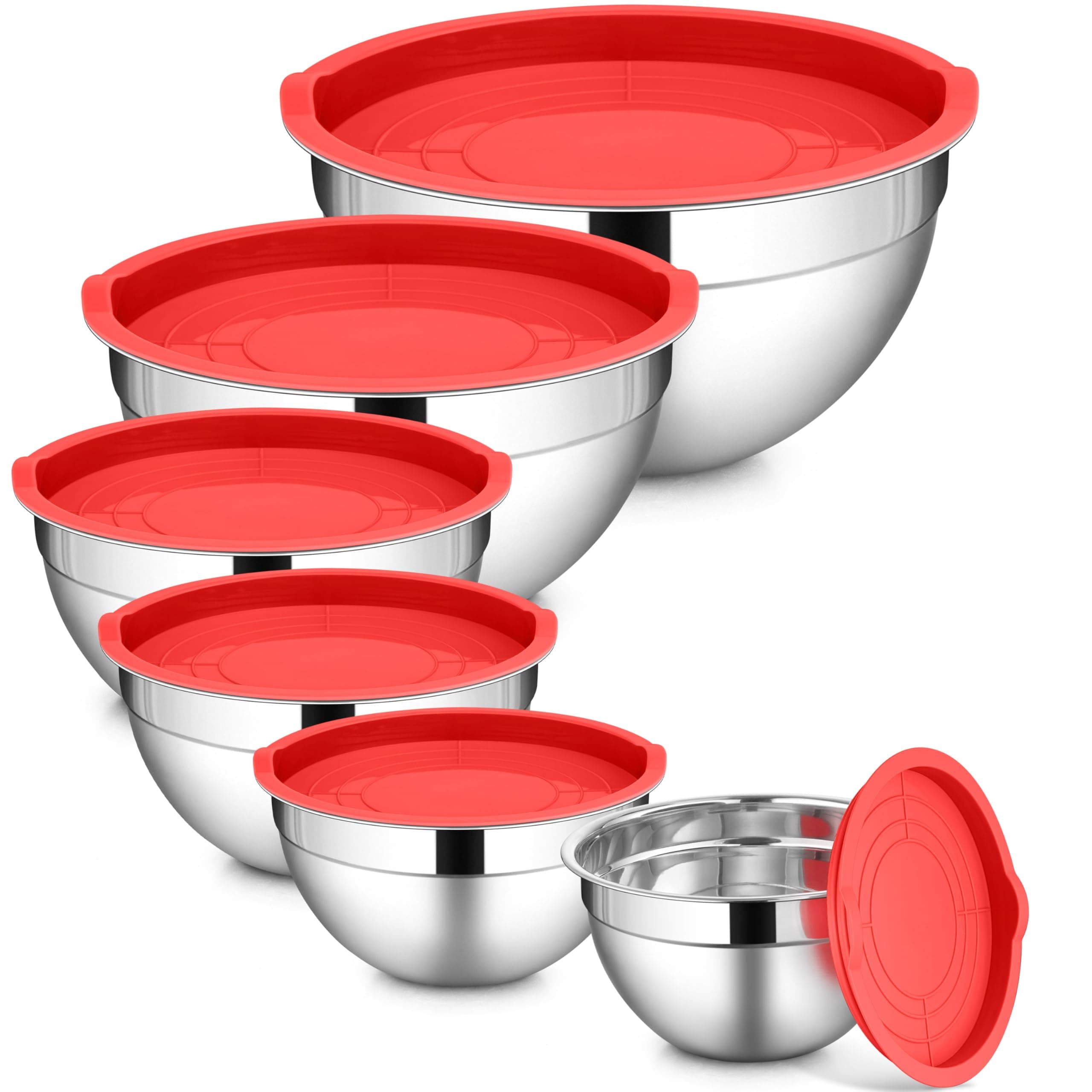 LIANYU Mixing Bowls with Lids Sets of 6, Large 7, 3.5, 2.5, 2, 1.5, 1QT