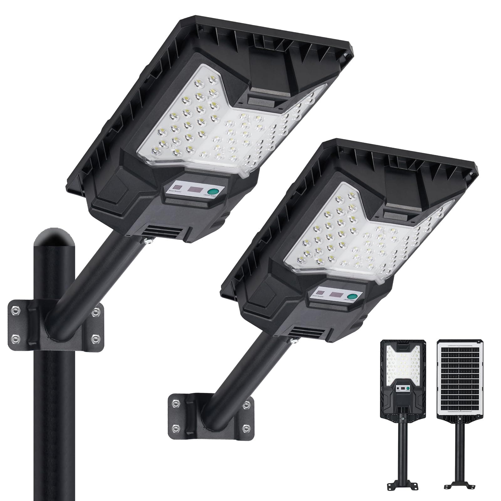 Solar Street Lights Outdoor, 2 Pack, Motion Sensor, 240° Wide Angle, 6500K