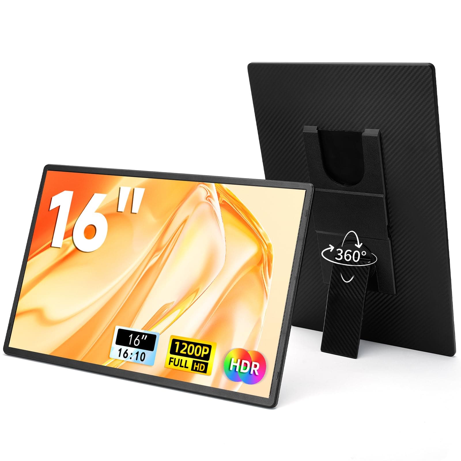 LOSC Portable Monitor for Laptop 16" - 1200P FHD Laptop Screen Extender 16:10 IPS Screen External Display with Stand Travel Monitor for PC Mac Phone Game Console