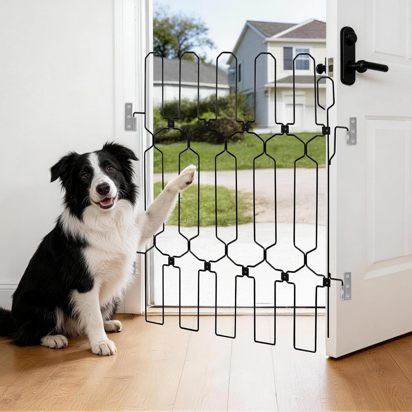 AOFANPET Retractable Dog Gate for Front Door, 35" Safety Metal Pet Gate for Dogs When Opening, Easy Install Front Entry Dog Door Barrier