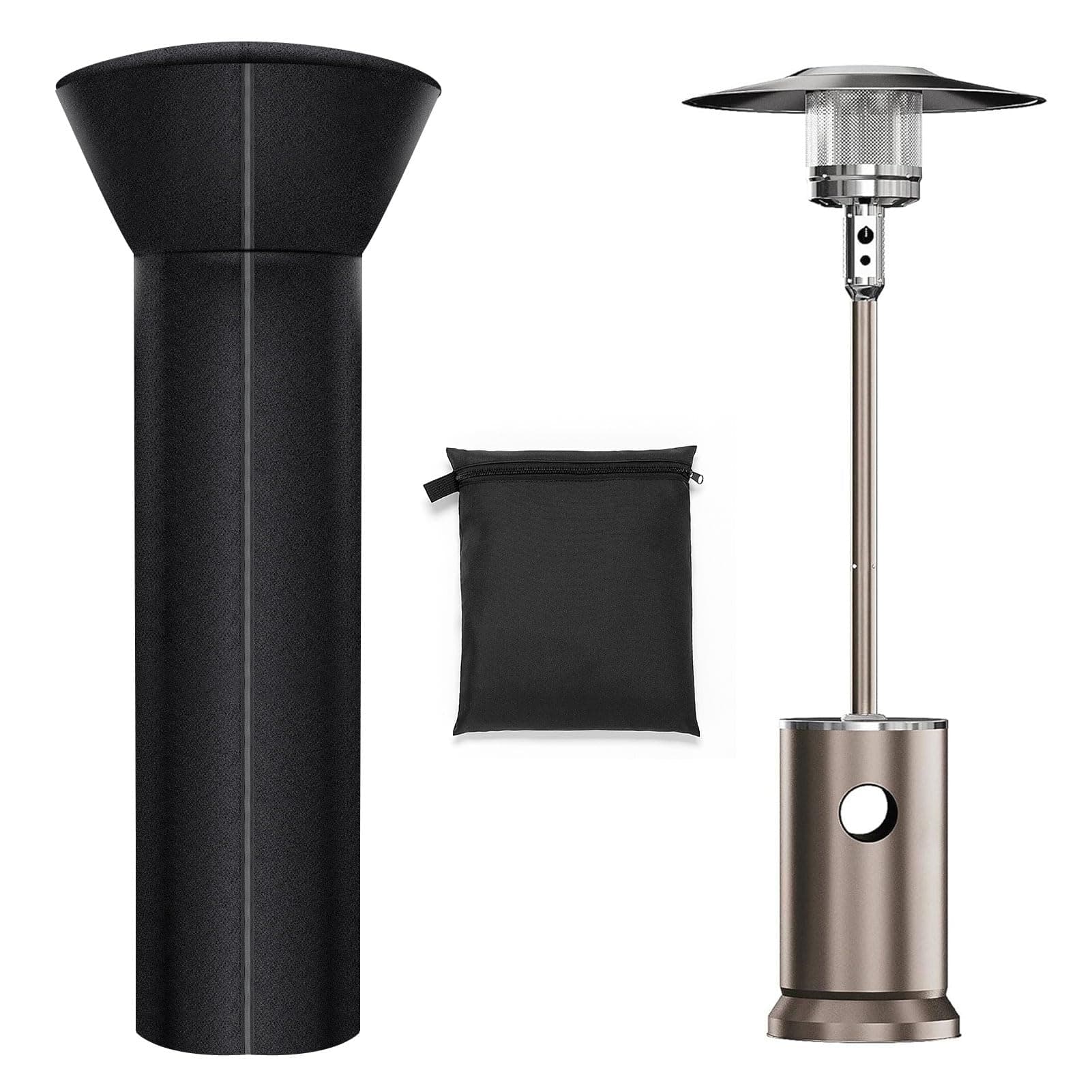 Havyduti Patio Heater Covers, Outdoor Round Stand Up Propane Heater Cover, Heavy-duty and Weather-resistant Oxford Fabric, Waterproof, Dust-proof, Snow-proof, Windproof, with Zipper and Storage Bag