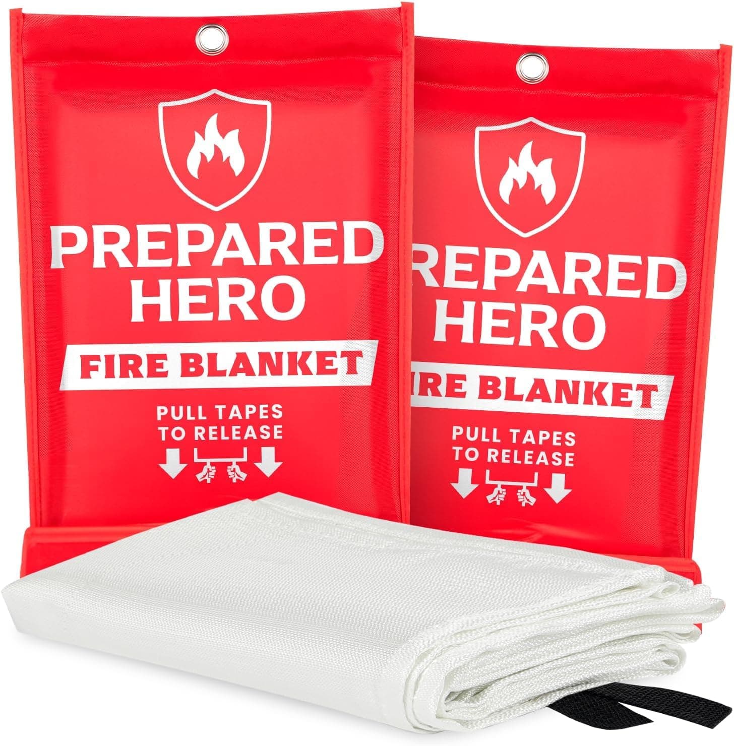 Prepared Hero Emergency Fire Blanket - 2 Pack - Fire Suppression Blanket for Kitchen, 40” x 40” Fire Blanket for Home, Fiberglass Fire Blanket