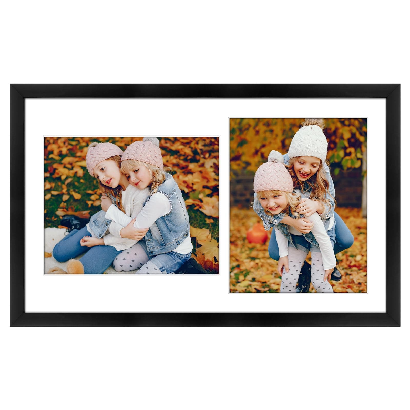 Golden State Art, 8x10 Collage Picture Frame - Solid Wood with Tempered Glass - 12x20 Multi Picture Frame - Displays (2) 8"x10" Photos or One 12"x20" Poster - Black Collage Wall Decor